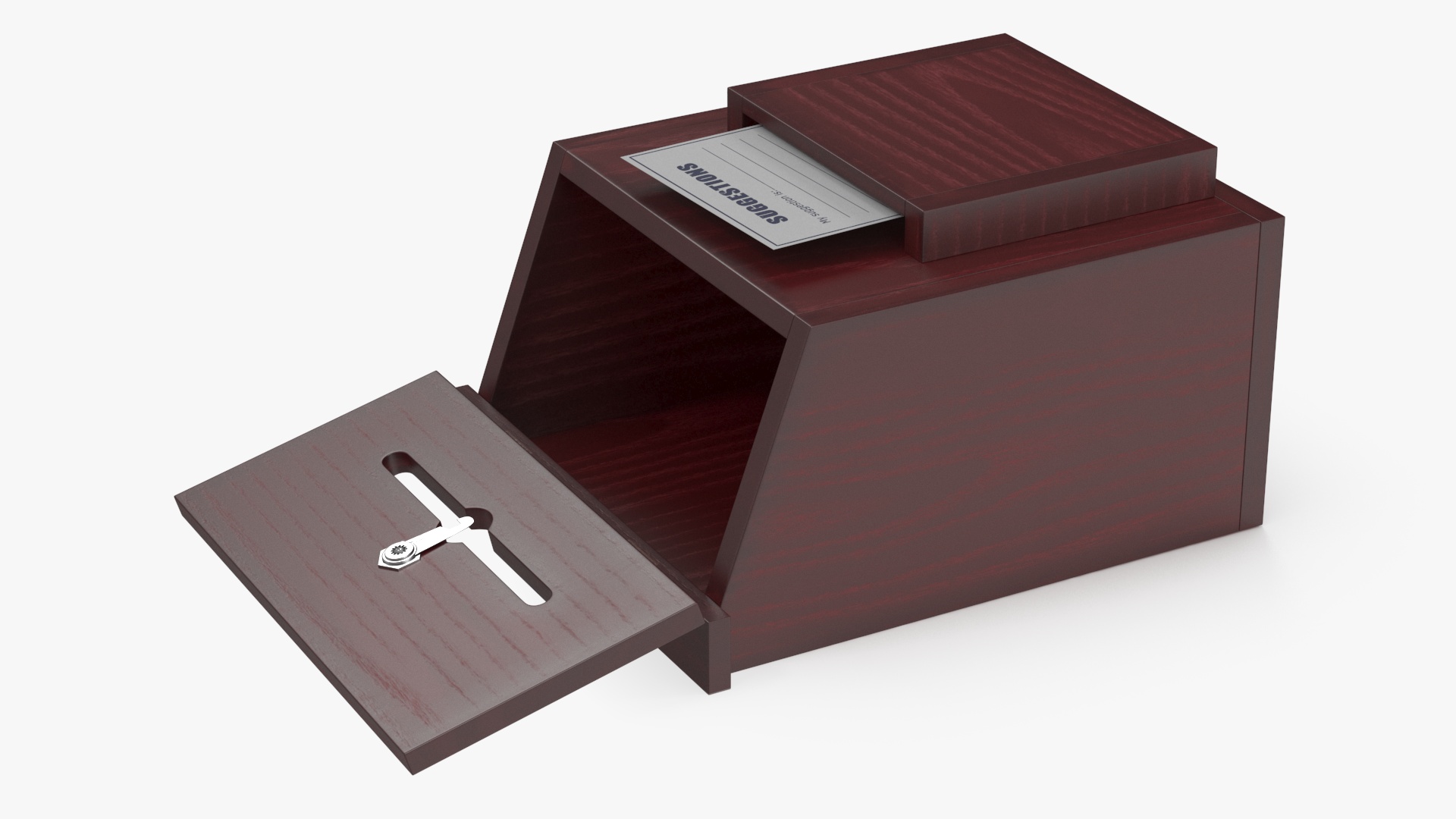 3D Red Wood Locking Suggestion Box with Card