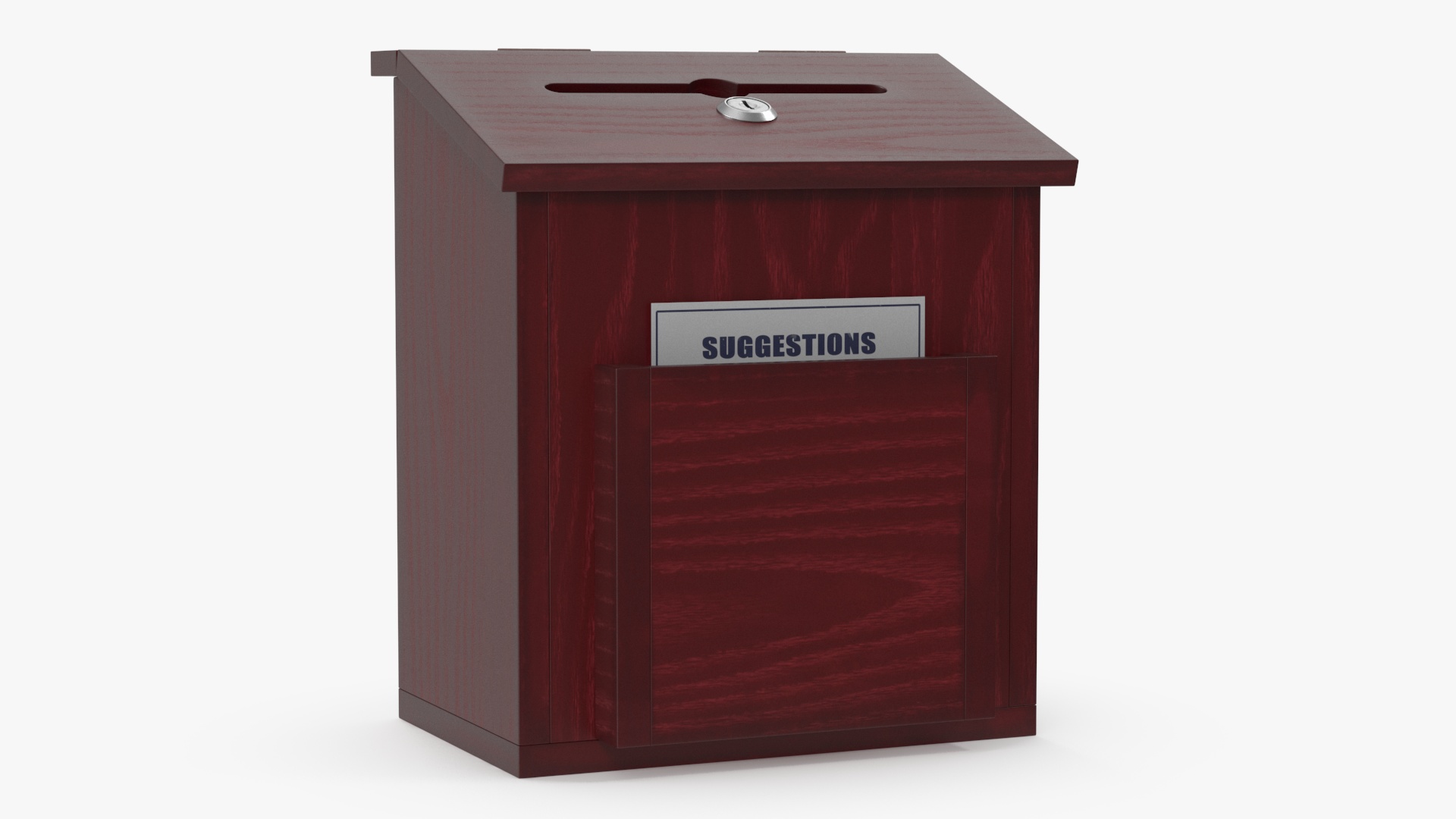 3D Red Wood Locking Suggestion Box with Card