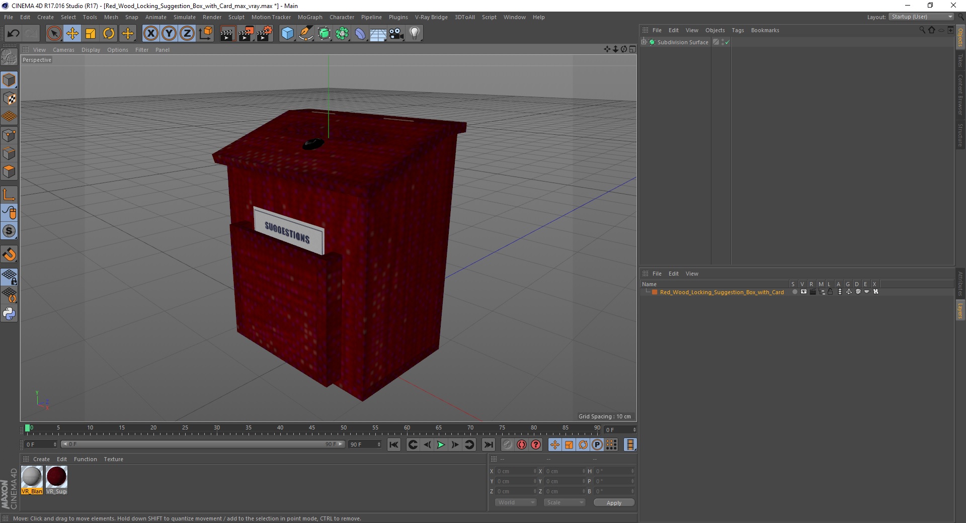3D Red Wood Locking Suggestion Box with Card