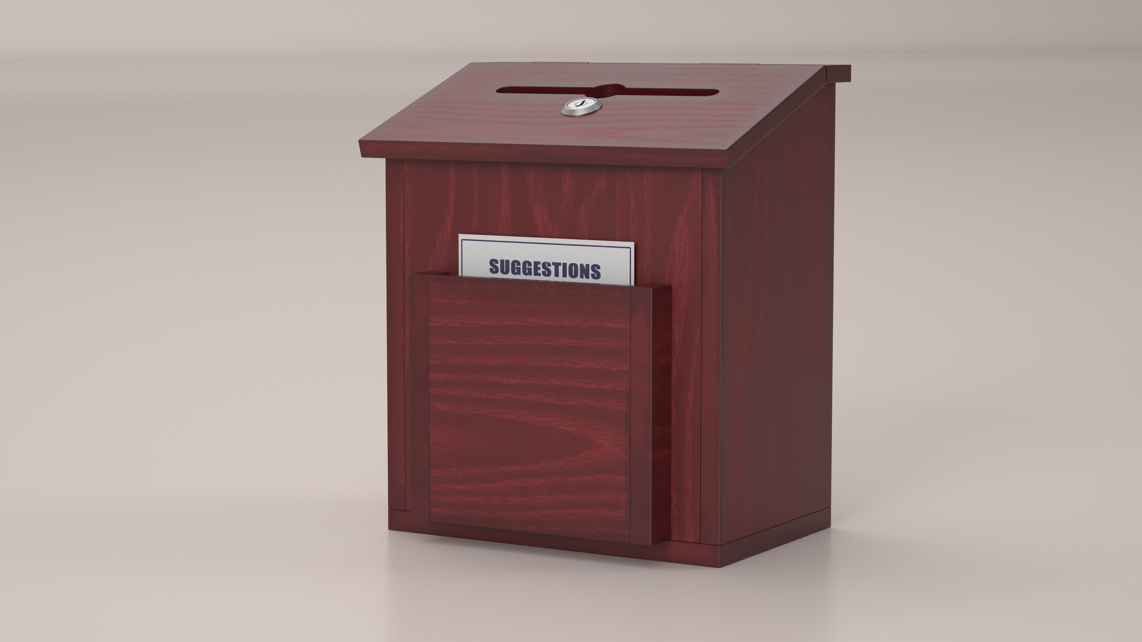 3D Red Wood Locking Suggestion Box with Card