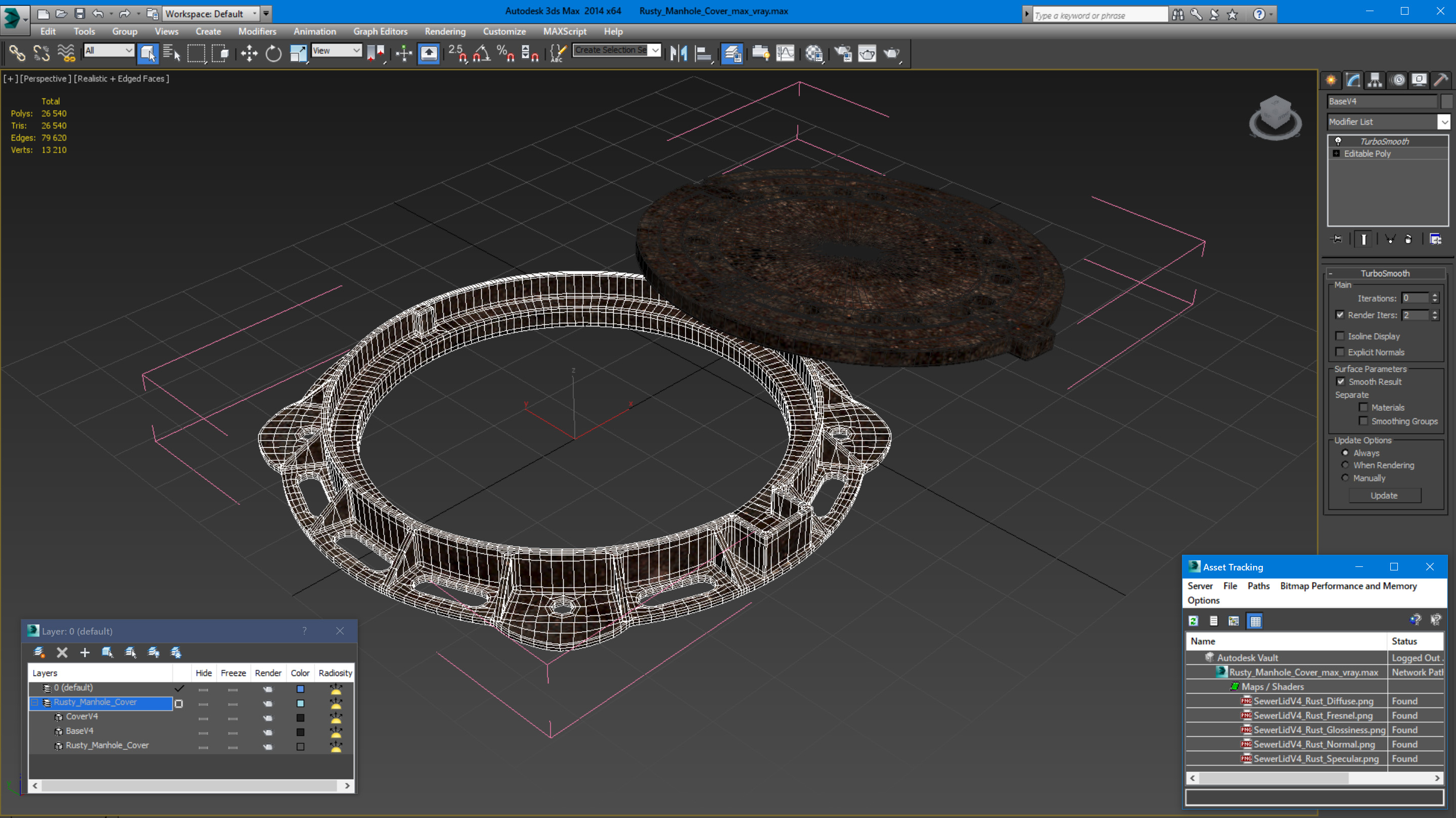 Rusty Manhole Cover 3D model