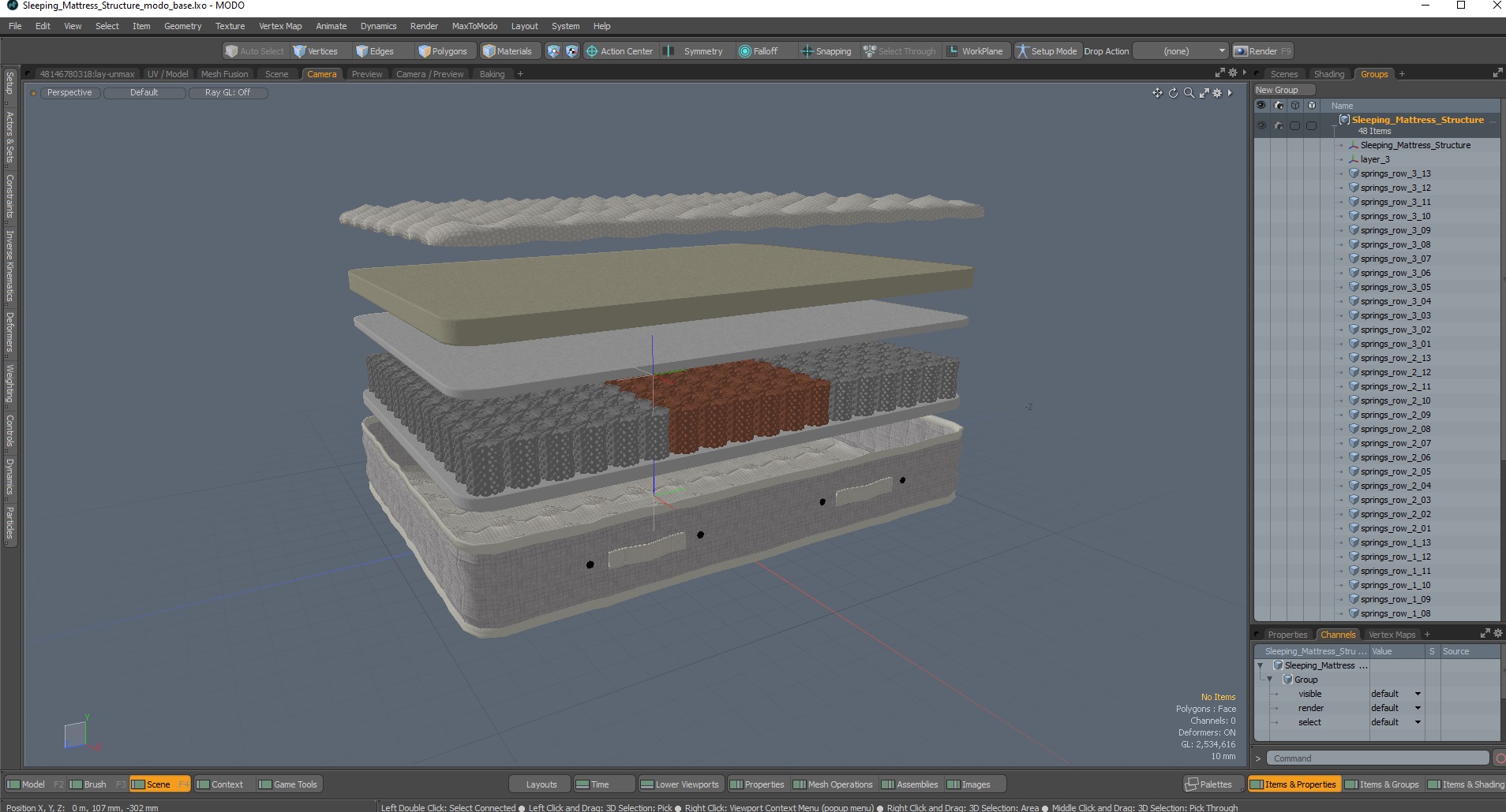 Sleeping Mattress Structure 3D