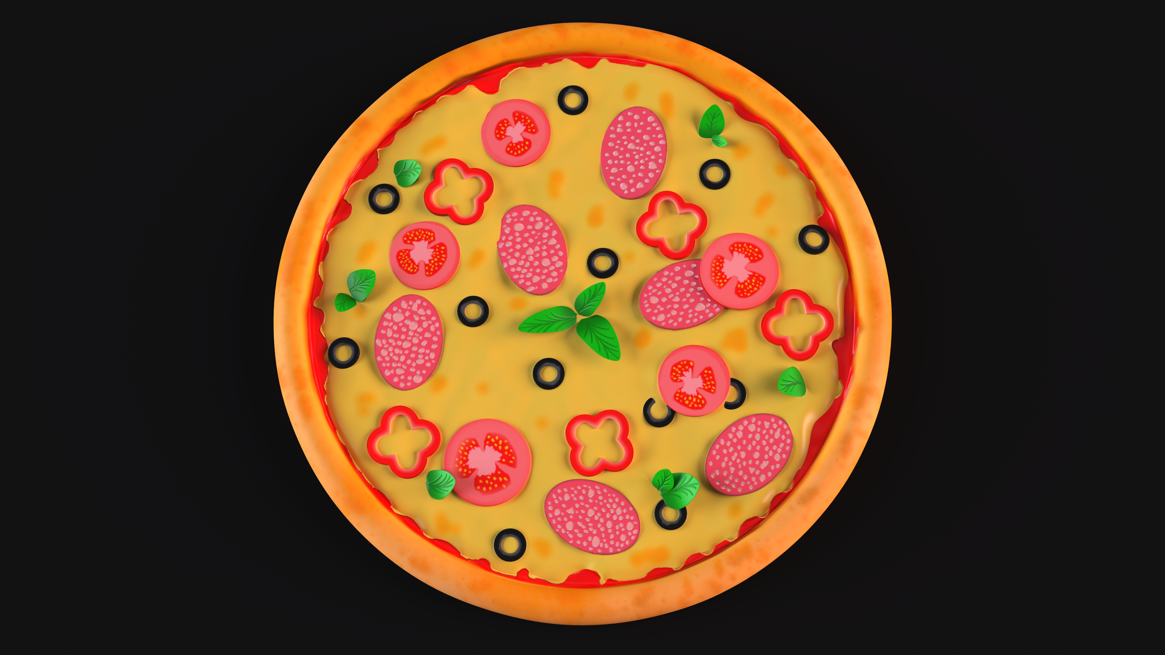 Cartoon Pepperoni Pizza Whole, view 9