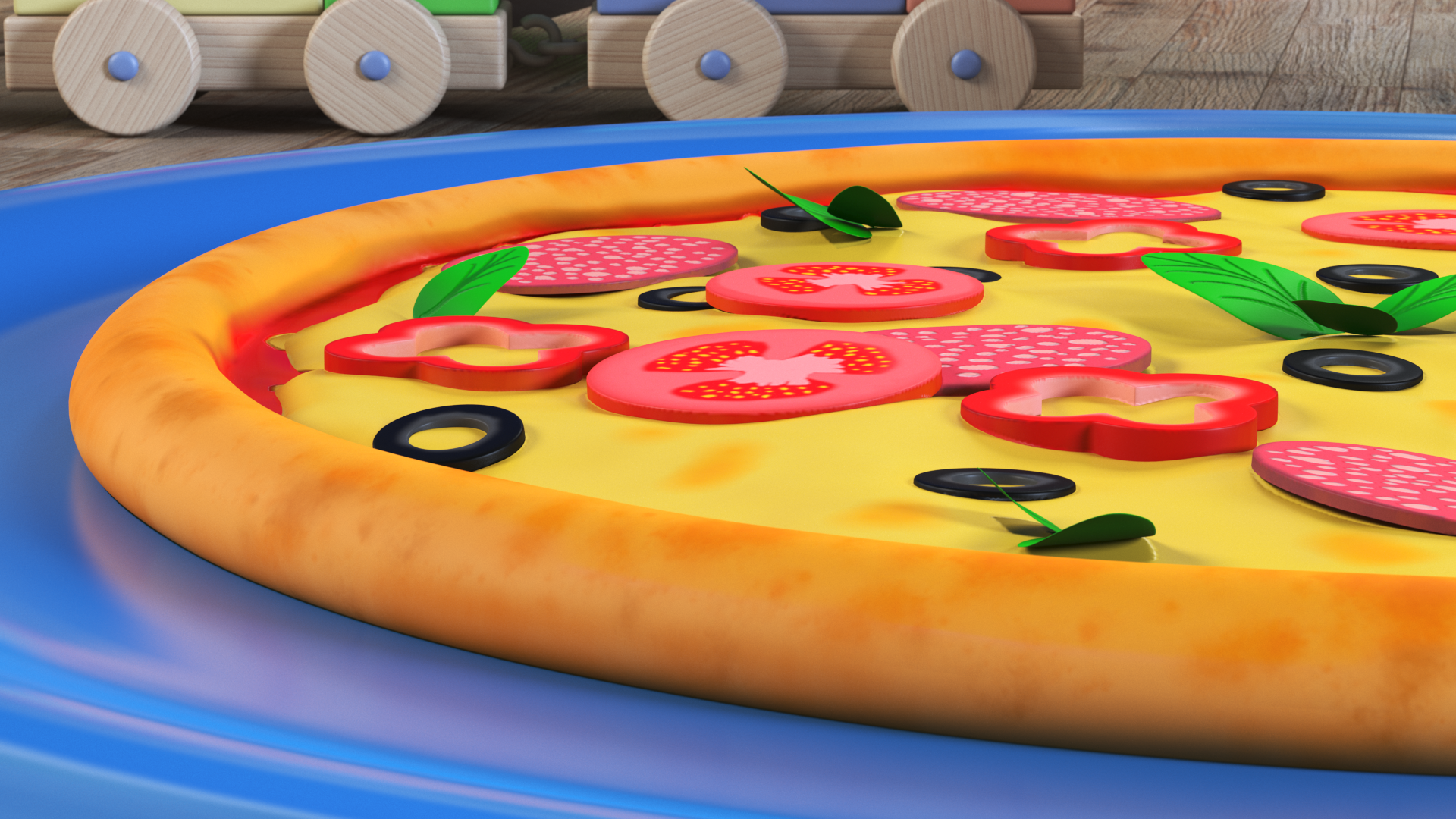 Cartoon Pepperoni Pizza Whole, view 11