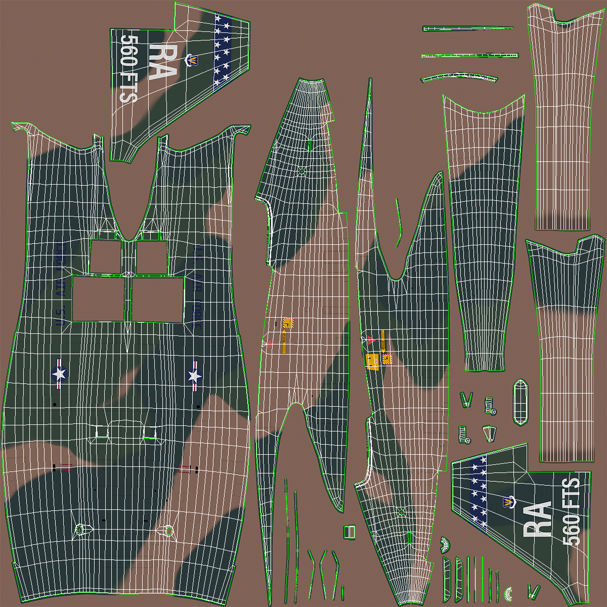 Jet Aircraft T-38 Military Camo Simple Interior 3D