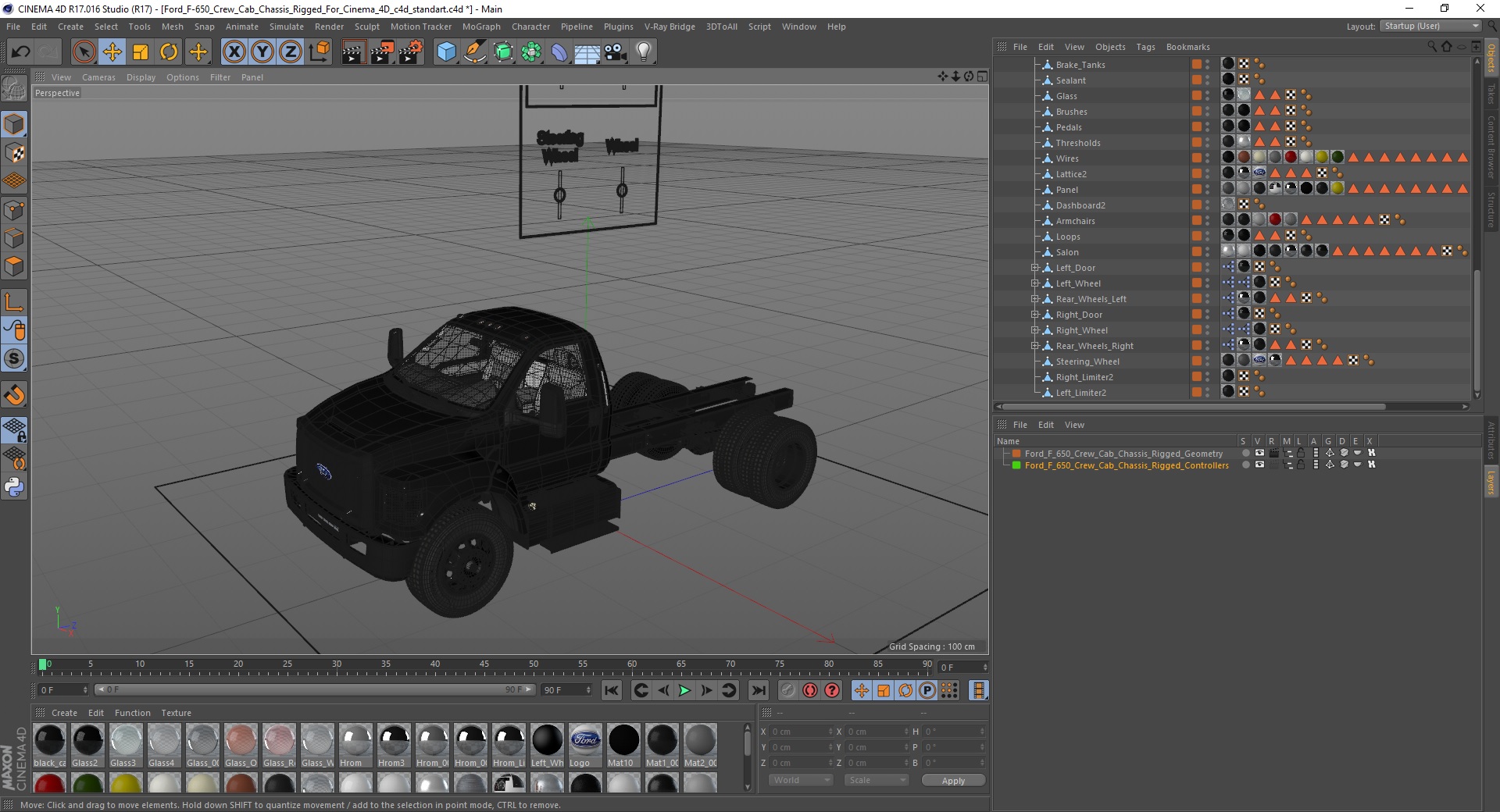 3D Ford F-650 Crew Cab Chassis Rigged for Cinema 4D model