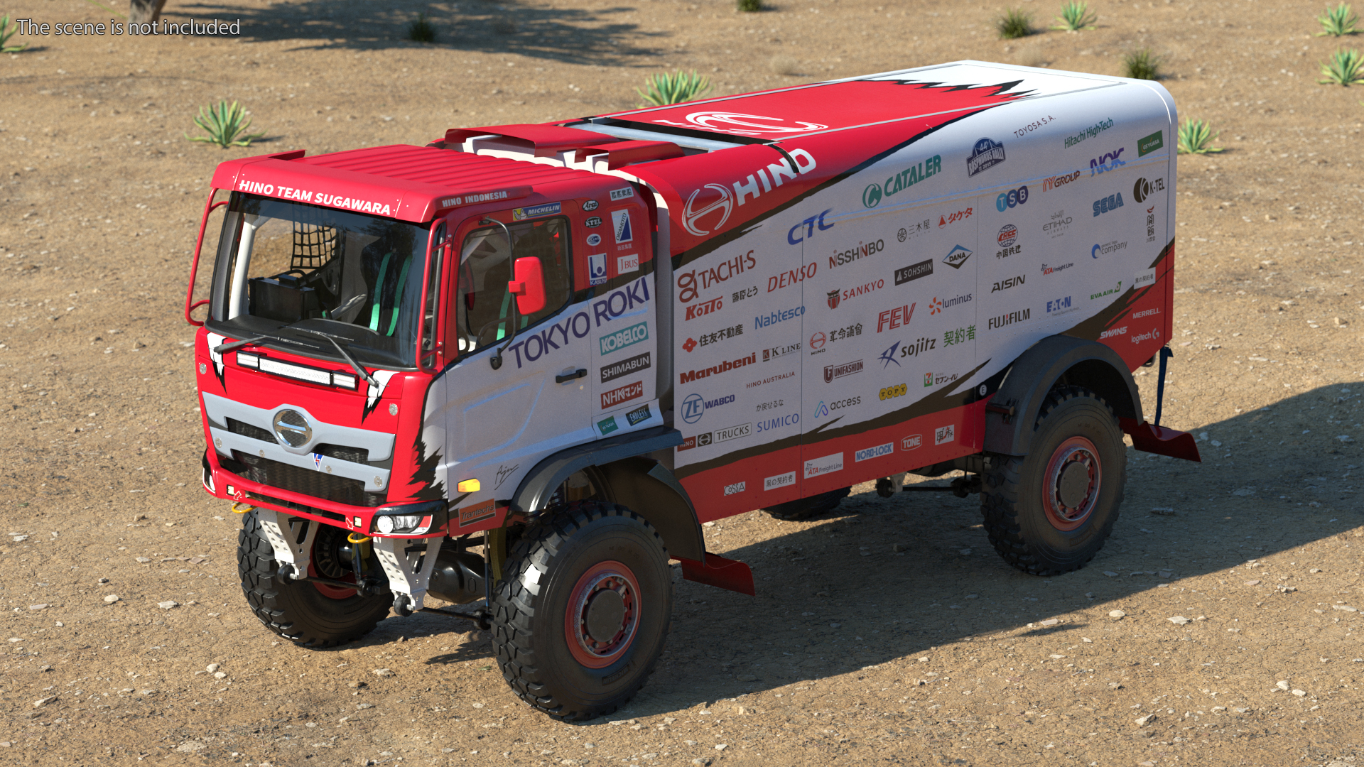Dakar Rally Truck Hino Motors Lights On 3D model