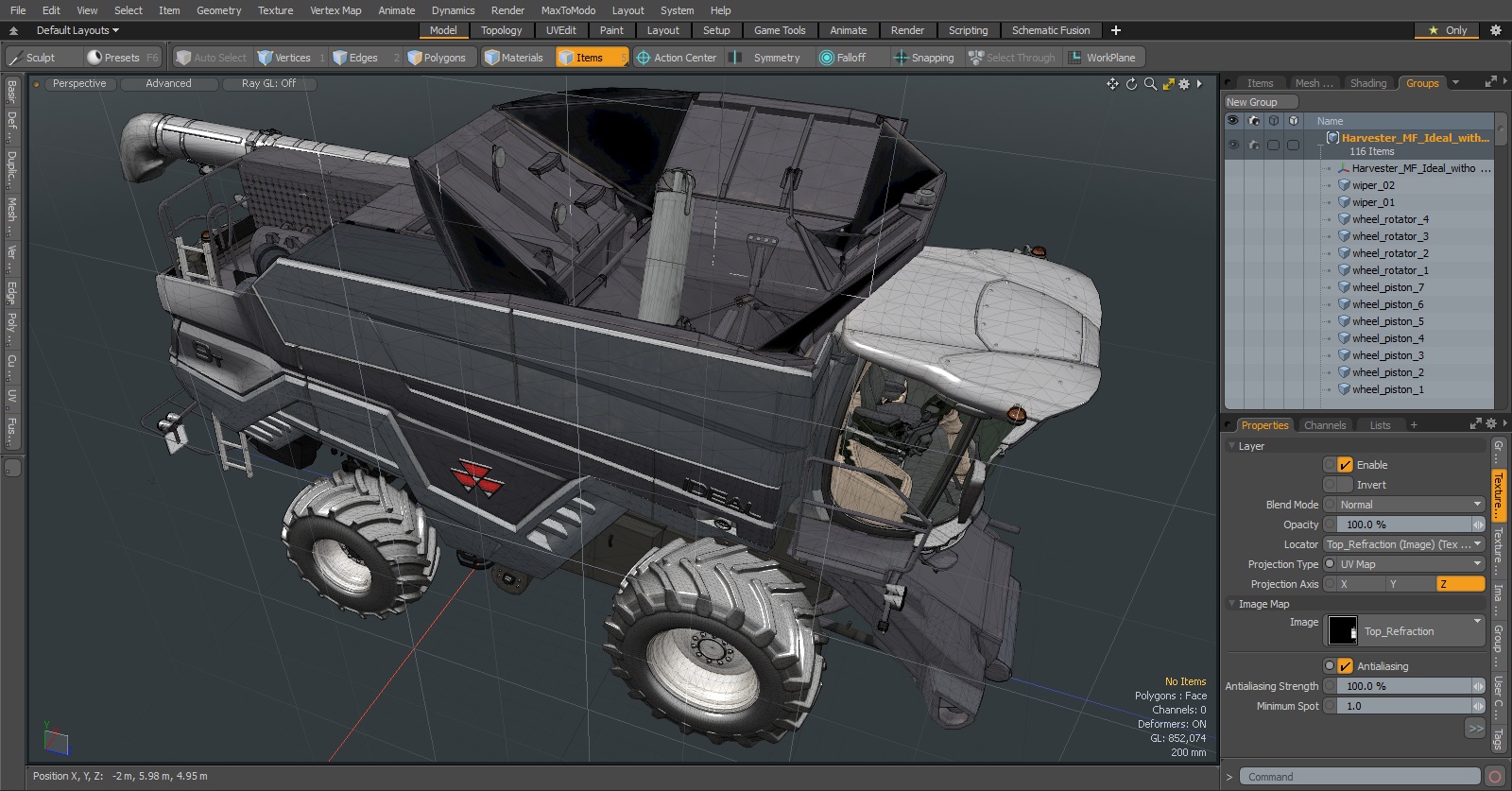 3D Harvester MF Ideal without Header model