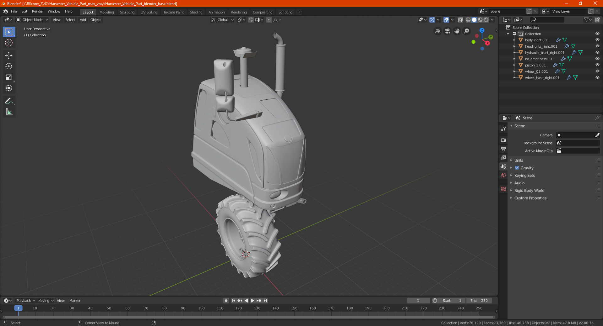 Harvester Vehicle Part 3D