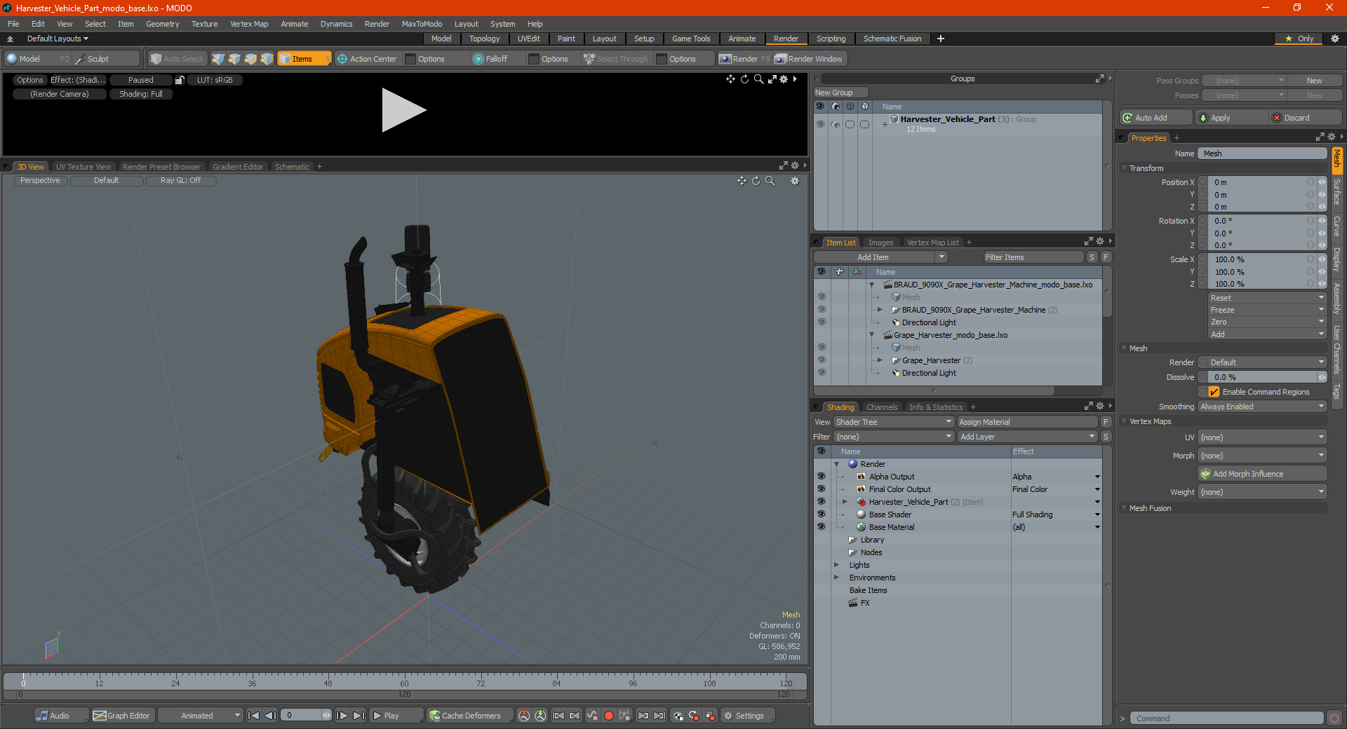 Harvester Vehicle Part 3D