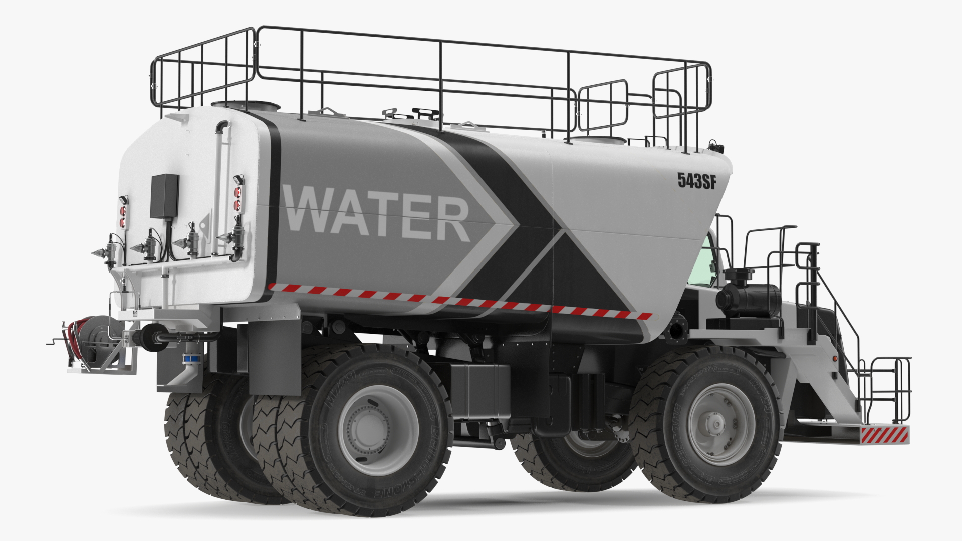 3D model White Construction Truck with Grey Water Tank