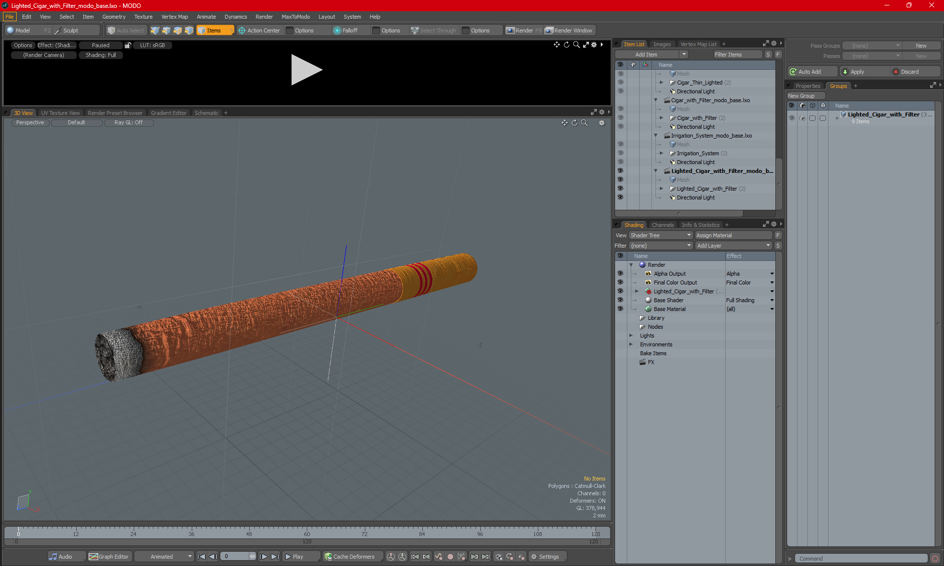 3D model Lighted Cigar with Filter