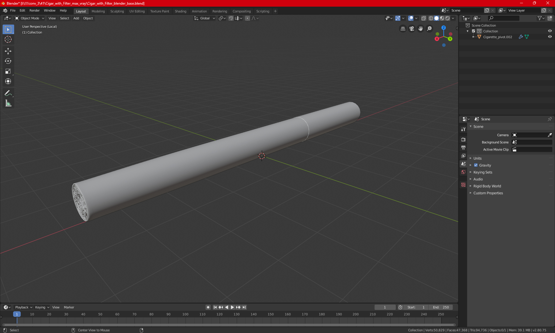 3D model Lighted Cigar with Filter