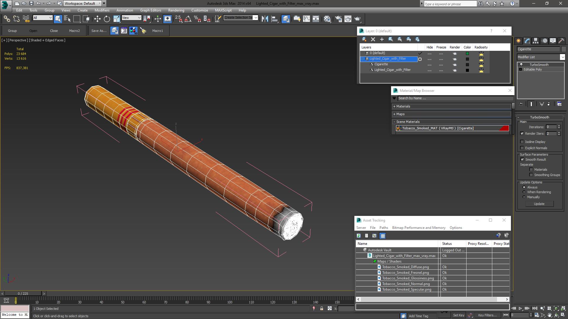 3D model Lighted Cigar with Filter