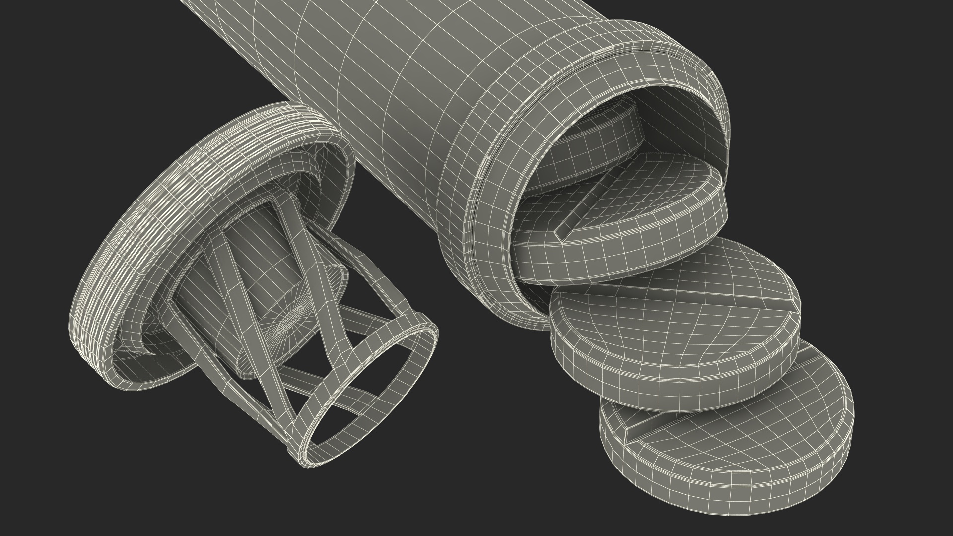 Aspirine Tube Package 10 Tabs Open 3D model