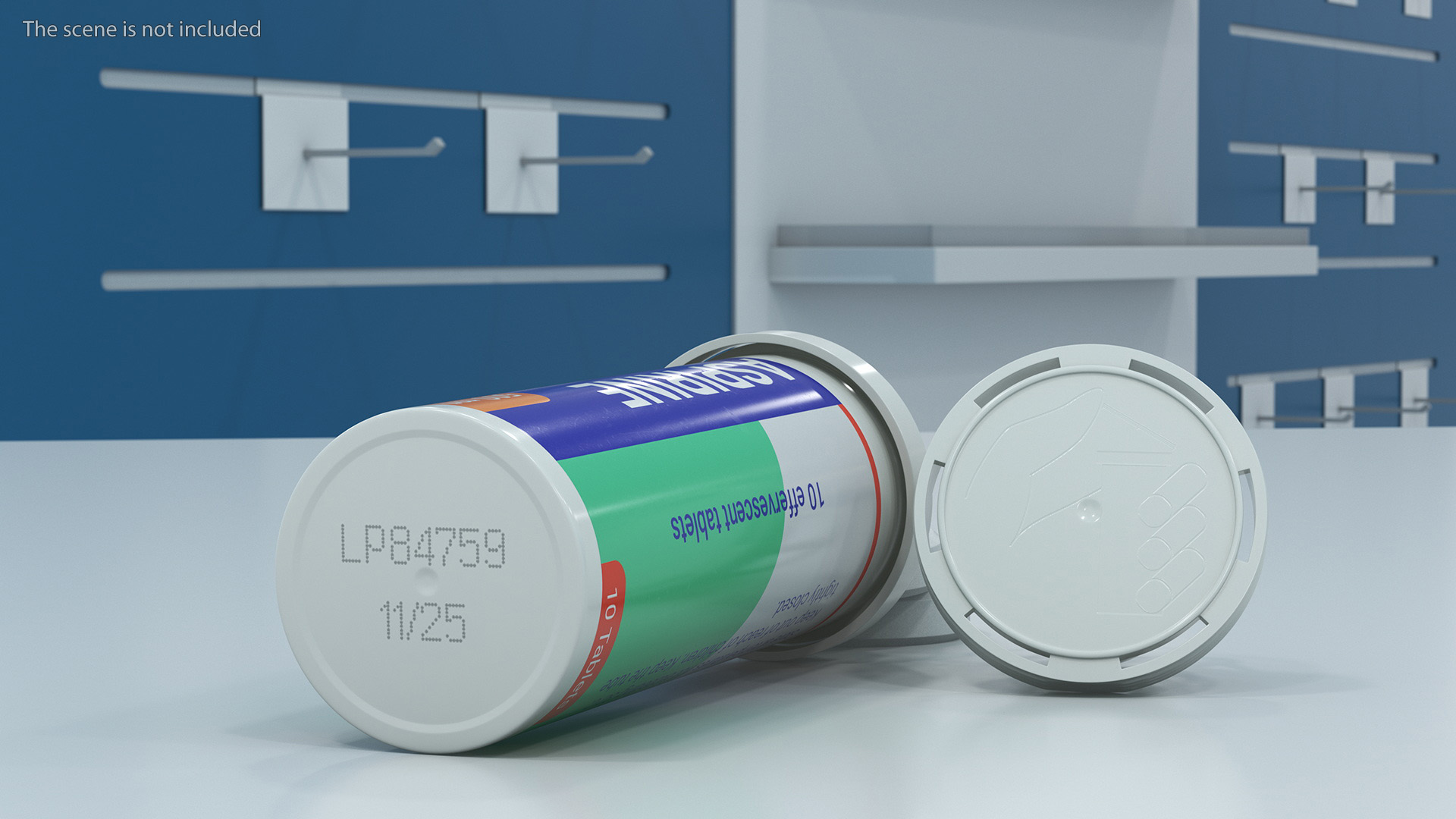 Aspirine Tube Package 10 Tabs Open 3D model