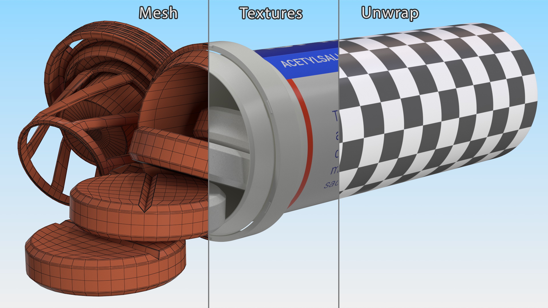 Aspirine Tube Package 10 Tabs Open 3D model