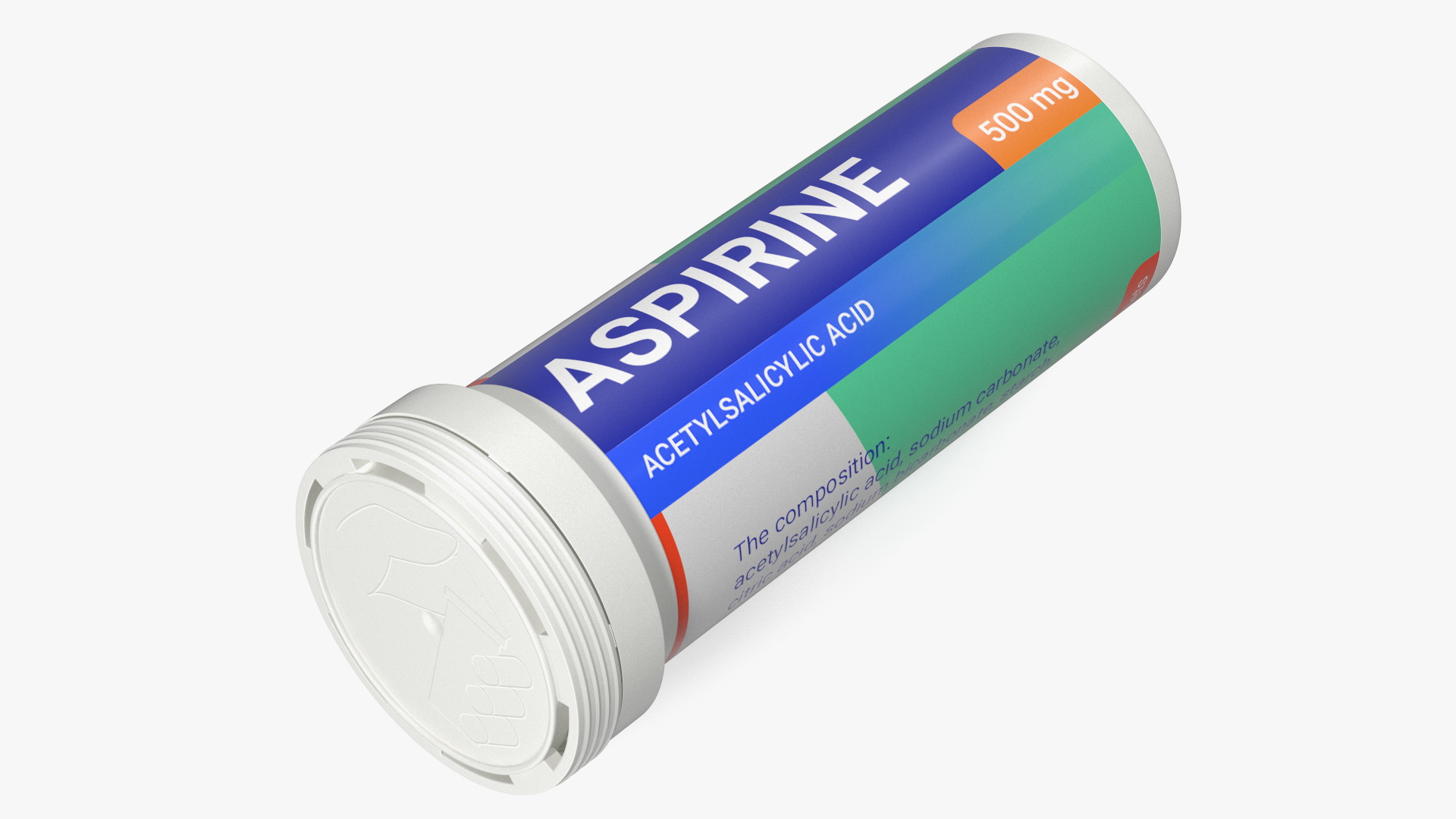 Aspirine Tube Package 10 Tabs Open 3D model
