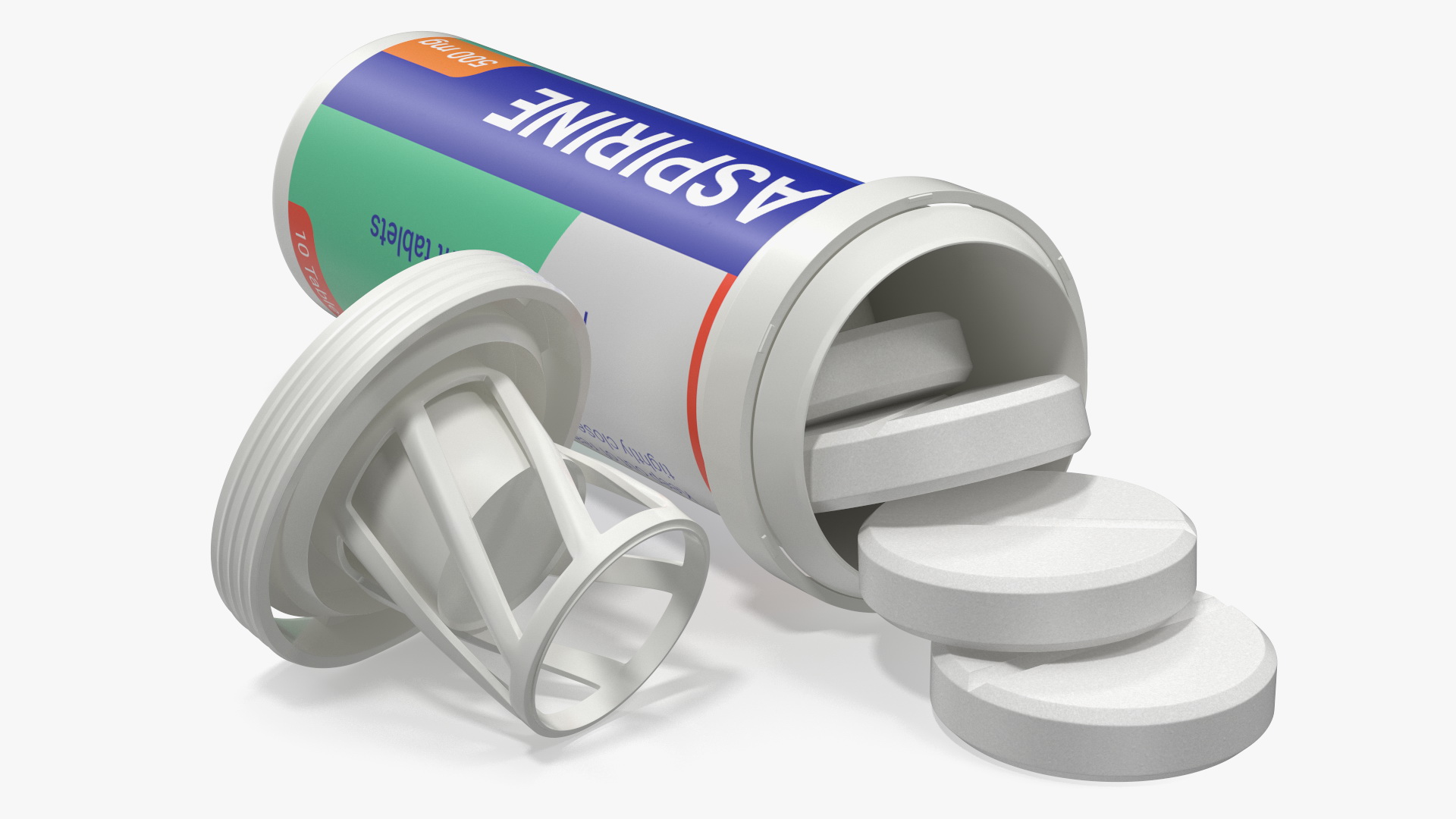 Aspirine Tube Package 10 Tabs Open 3D model