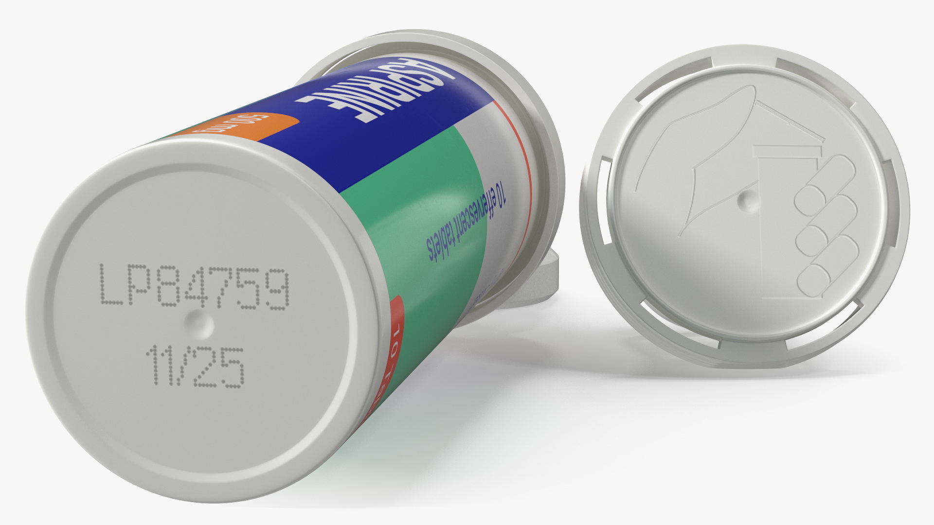 Aspirine Tube Package 10 Tabs Open 3D model