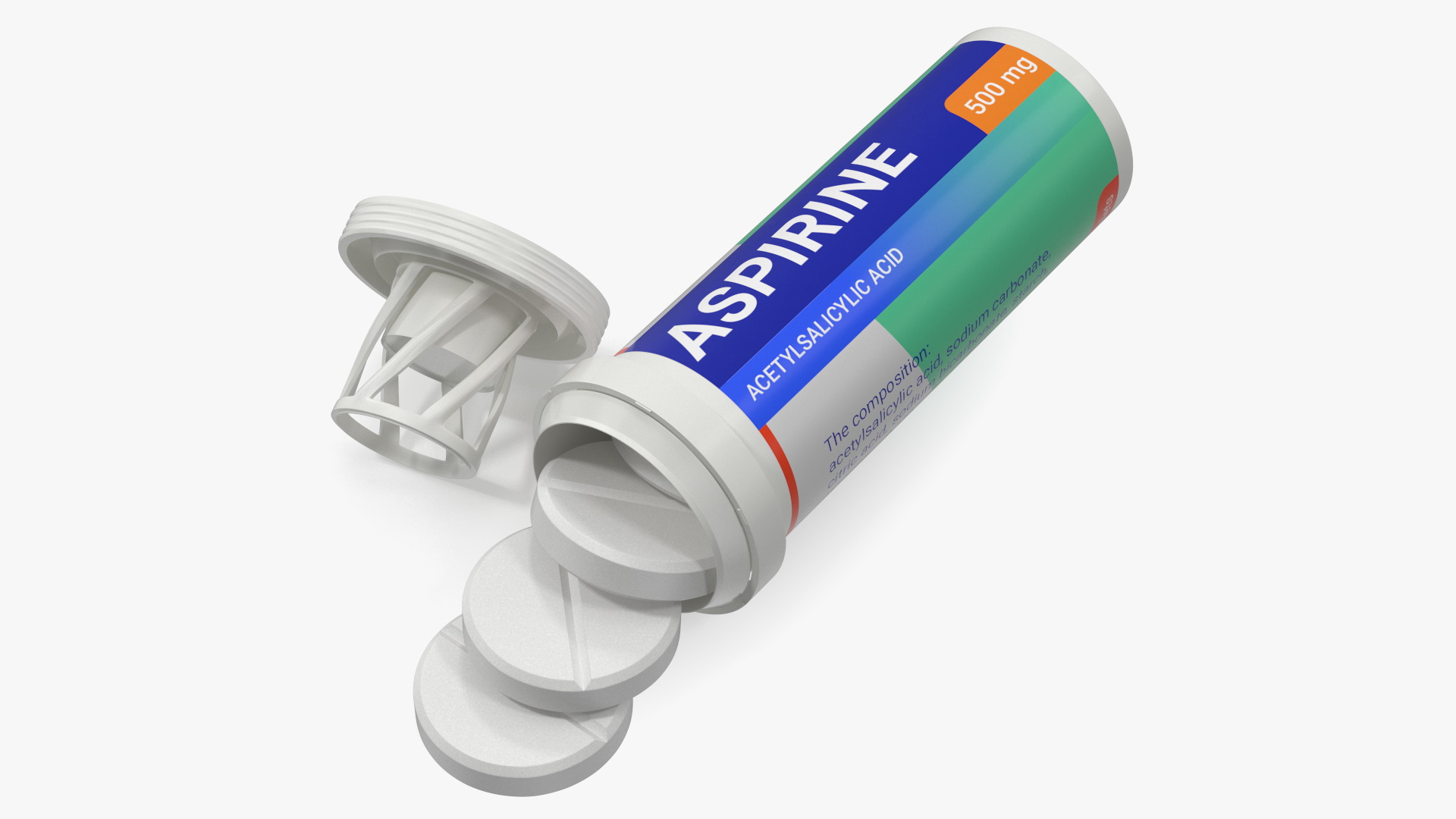 Aspirine Tube Package 10 Tabs Open 3D model
