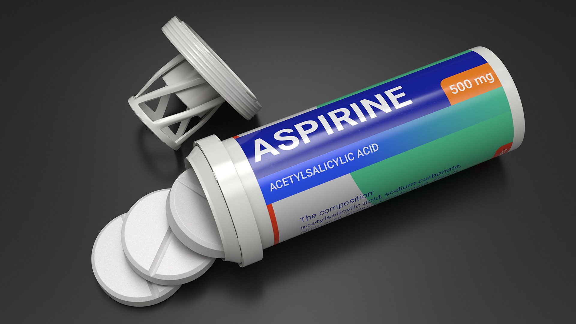 Aspirine Tube Package 10 Tabs Open 3D model