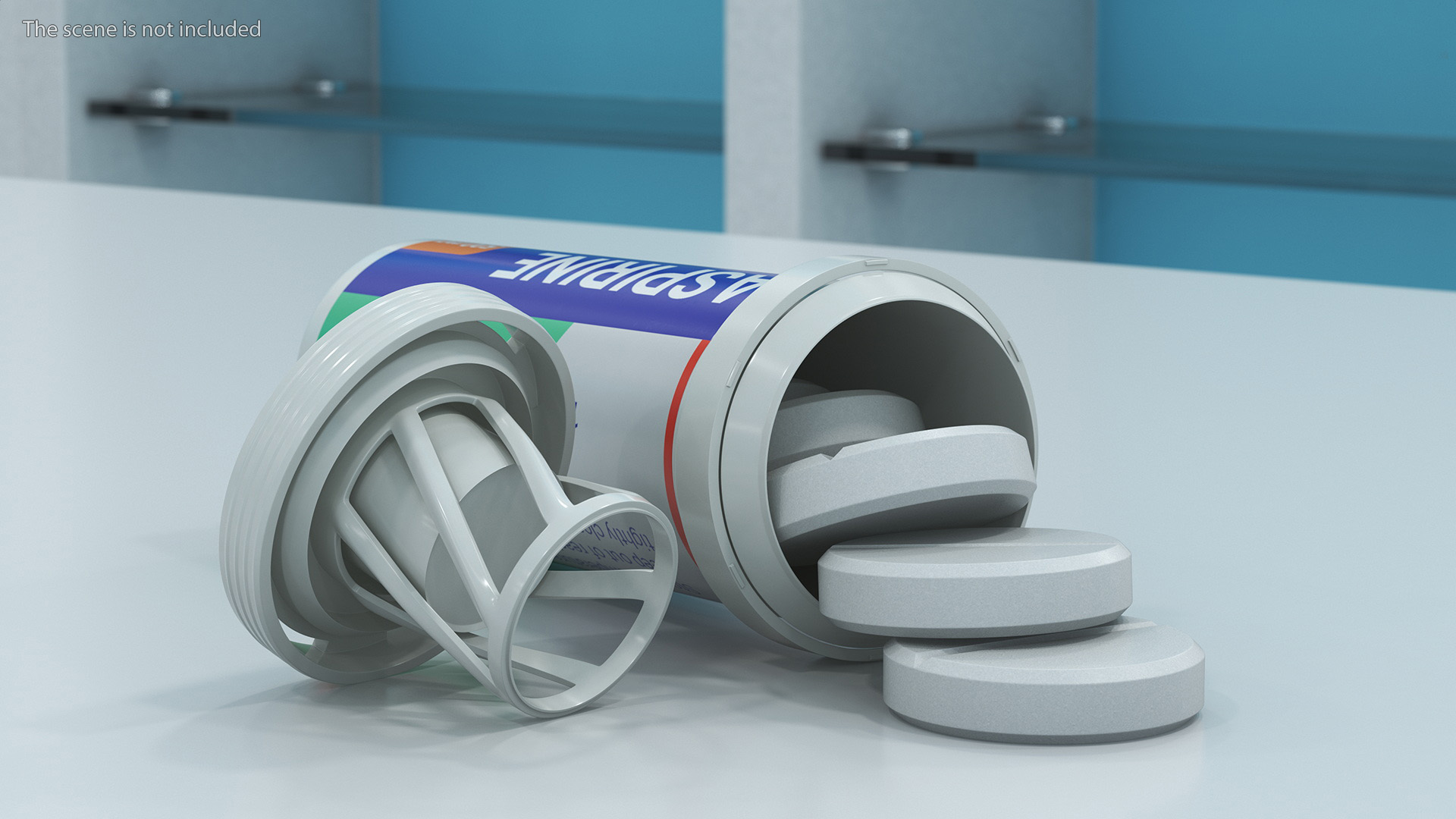 Aspirine Tube Package 10 Tabs Open 3D model
