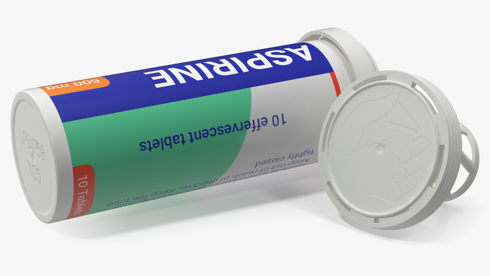 Aspirine Tube Package 10 Tabs Open 3D model