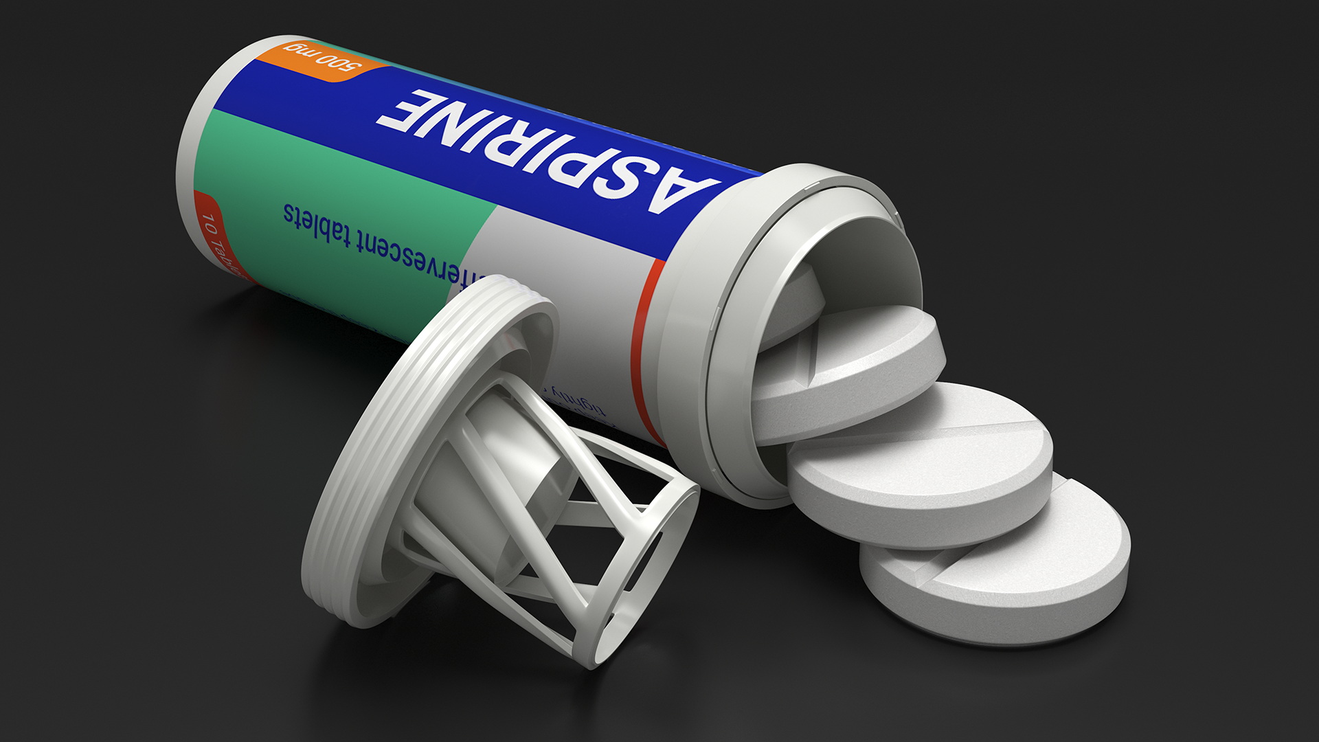 Aspirine Tube Package 10 Tabs Open 3D model