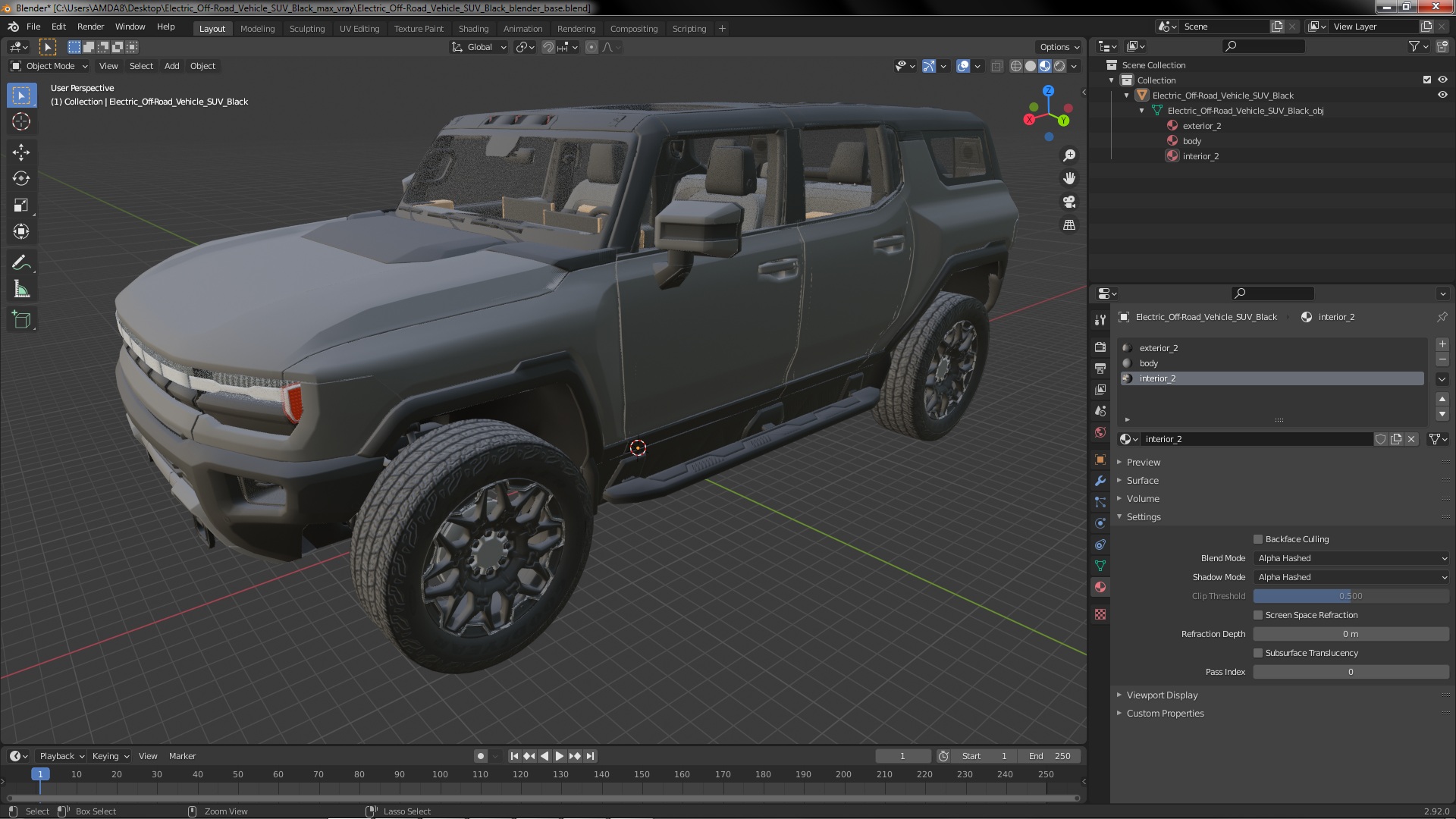 3D model Electric Off-Road Vehicle SUV Black