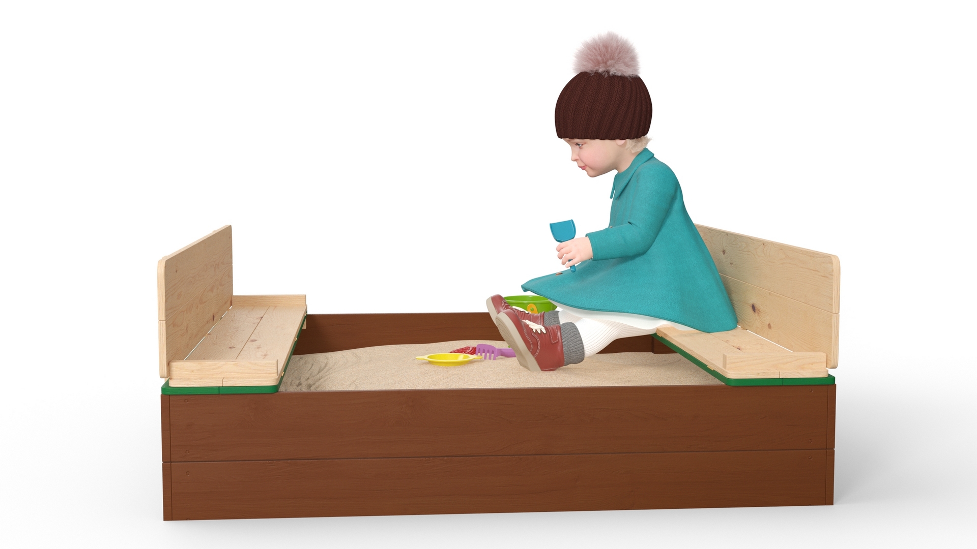 Little Girl Playing in Sandpit Fur 3D model