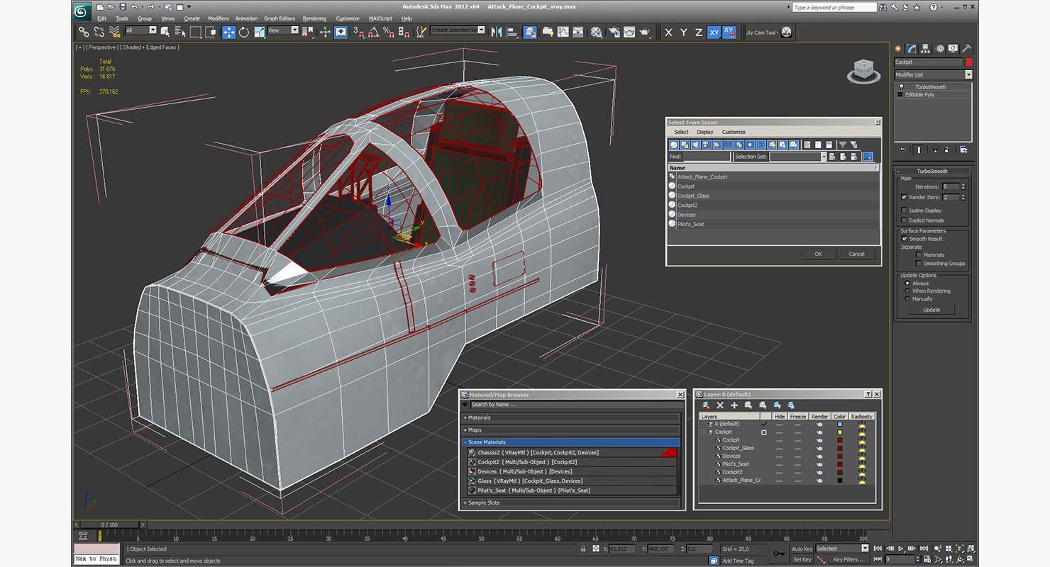 3D model Attack Plane Cockpit