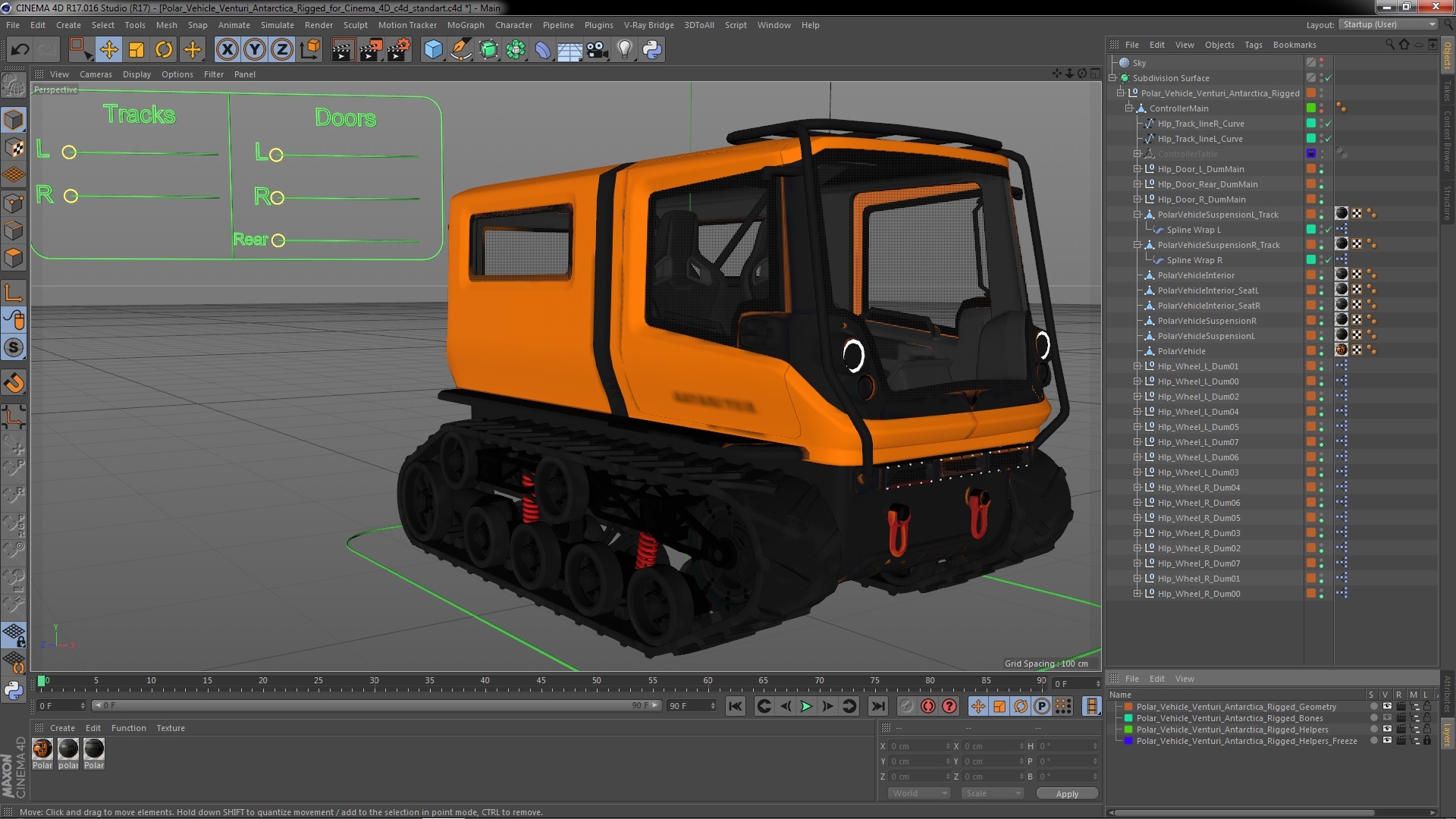 3D Polar Vehicle Venturi Antarctica Rigged for Cinema 4D model