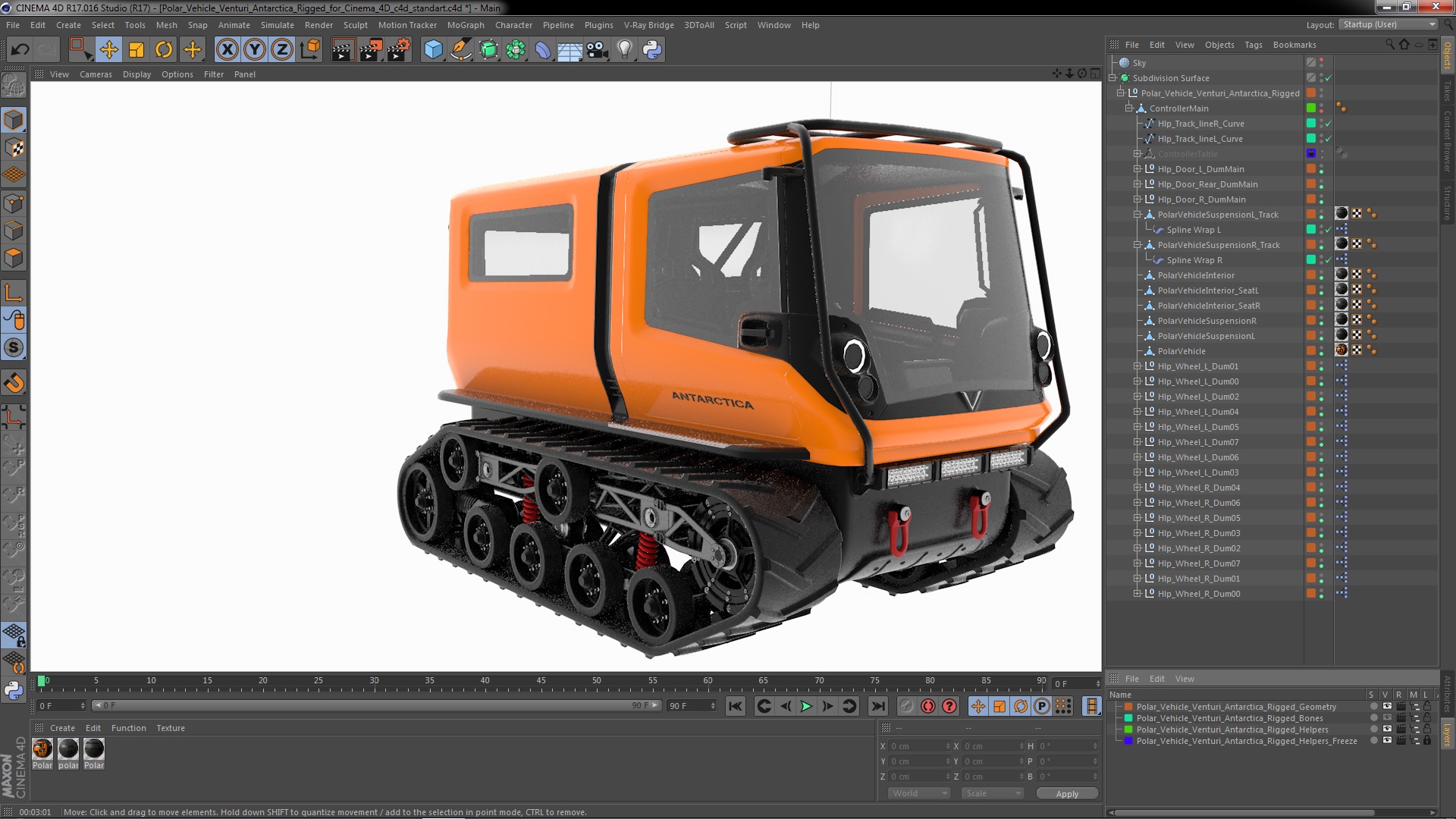 3D Polar Vehicle Venturi Antarctica Rigged for Cinema 4D model