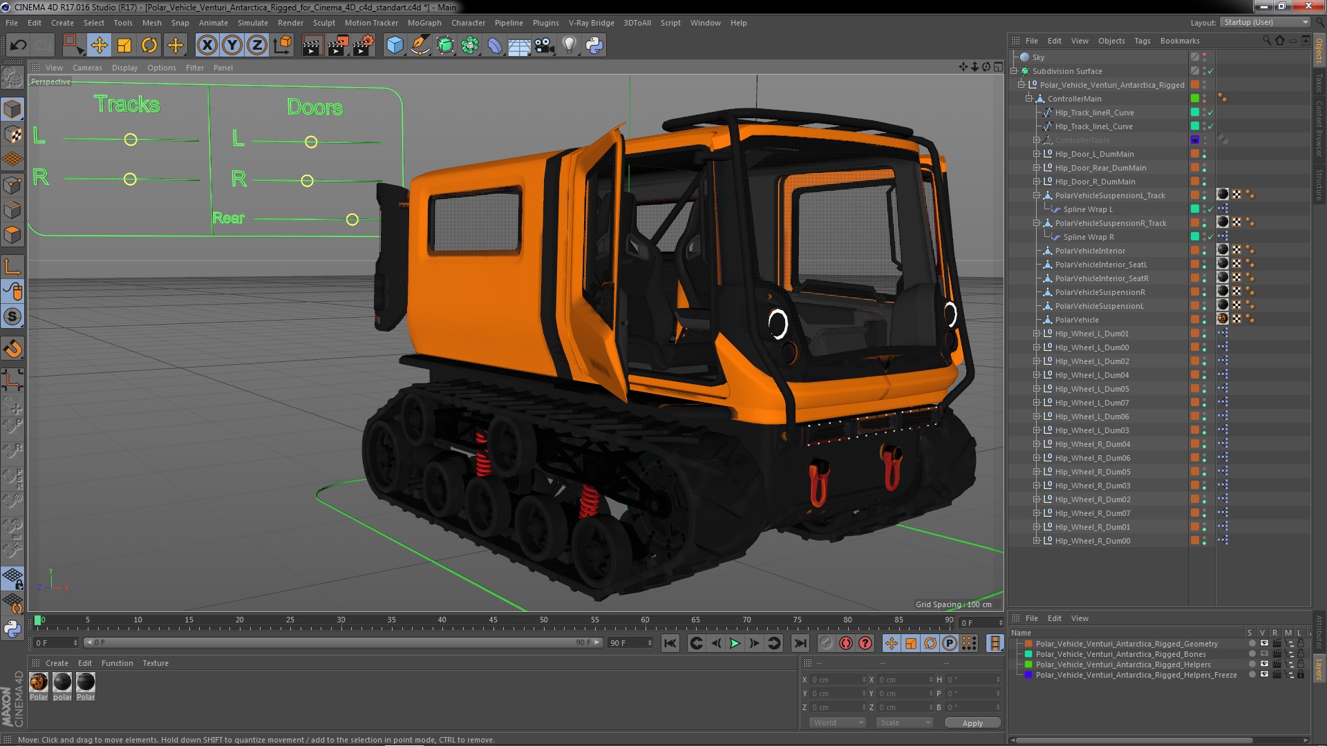 3D Polar Vehicle Venturi Antarctica Rigged for Cinema 4D model