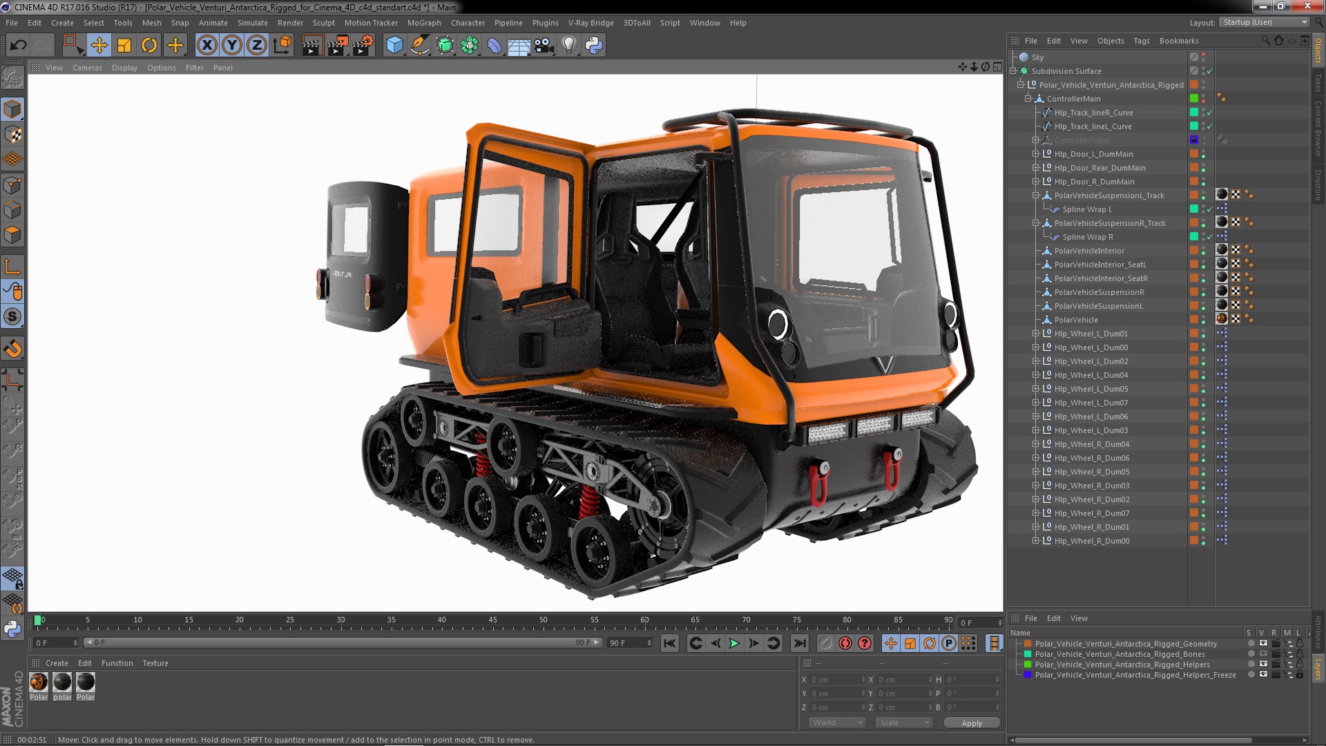 3D Polar Vehicle Venturi Antarctica Rigged for Cinema 4D model