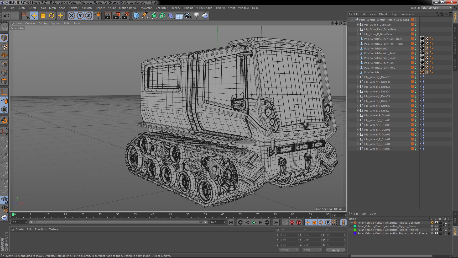 3D Polar Vehicle Venturi Antarctica Rigged for Cinema 4D model