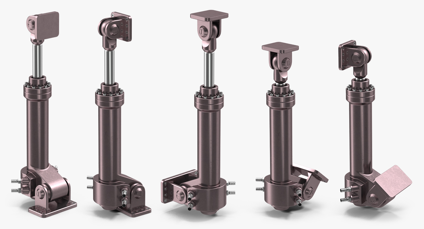 Anodized Hydraulic Cylinders Set 3D