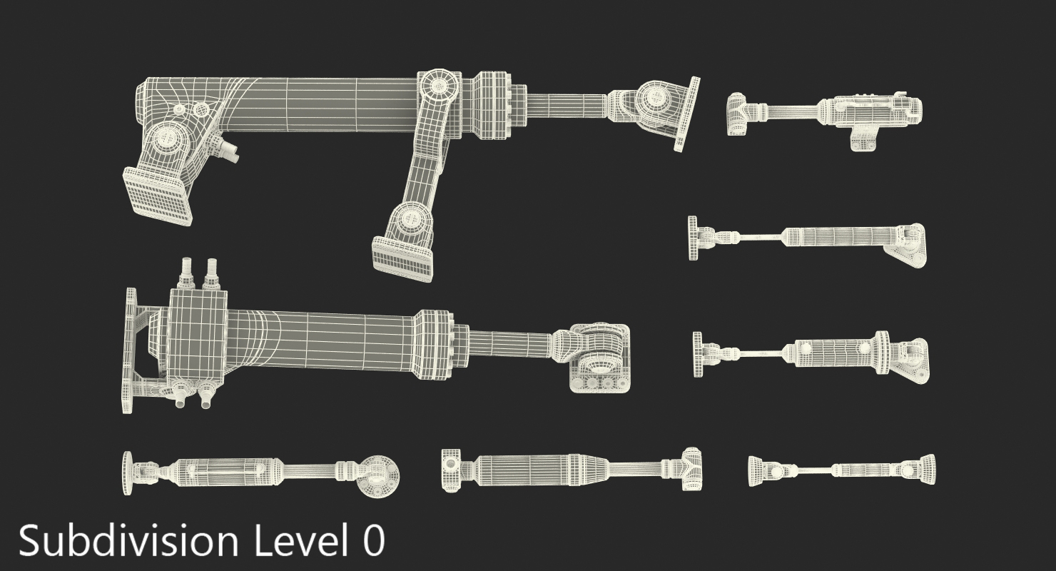 Anodized Hydraulic Cylinders Set 3D