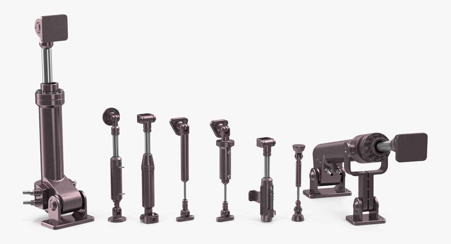 Anodized Hydraulic Cylinders Set 3D
