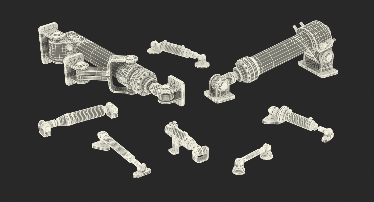 Anodized Hydraulic Cylinders Set 3D