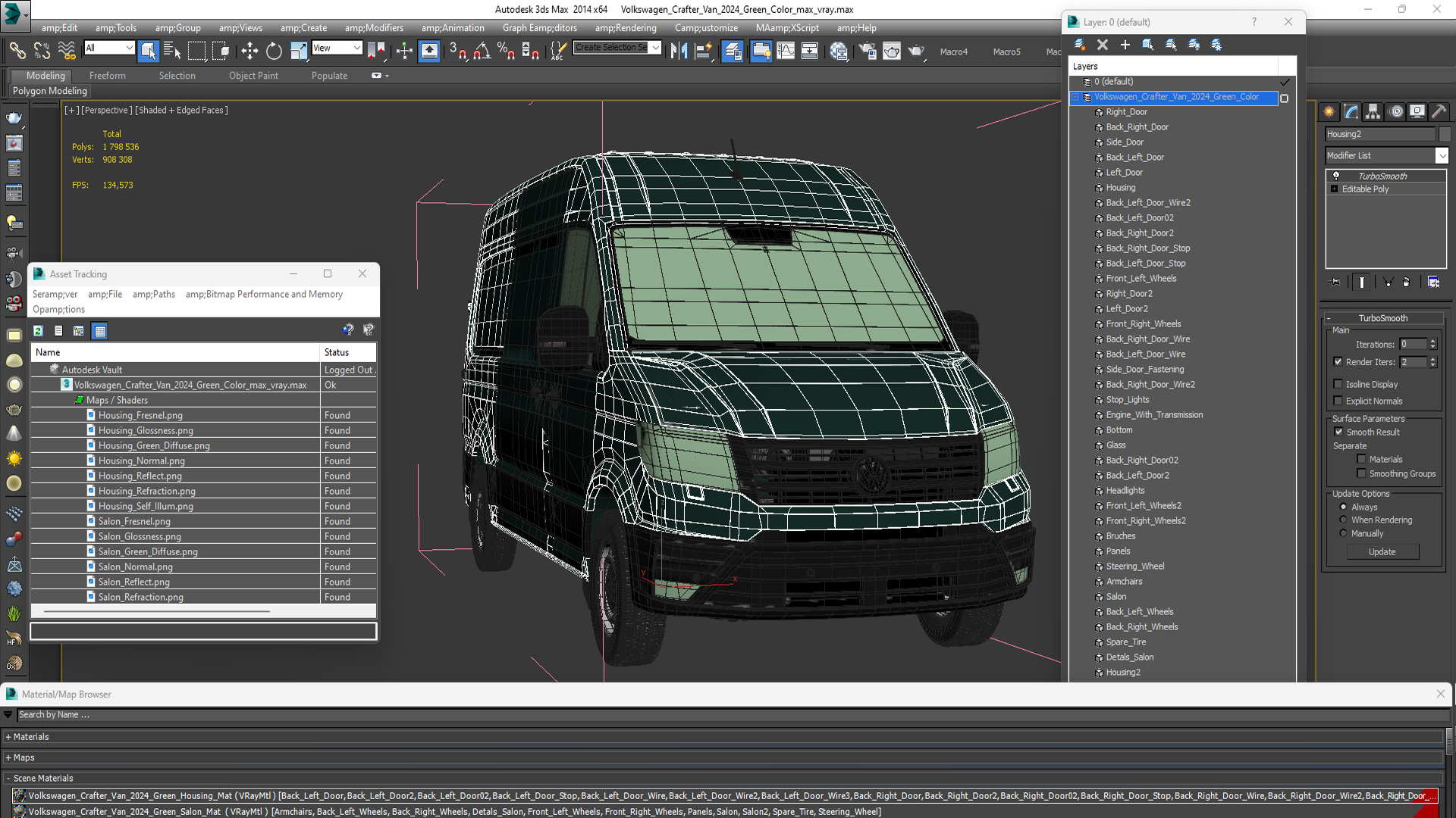 Volkswagen Crafter Van 2024 Green Color 3D model