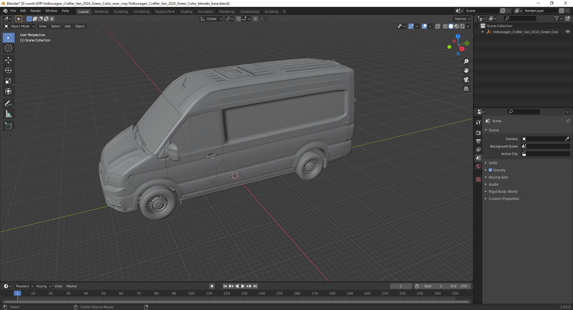 Volkswagen Crafter Van 2024 Green Color 3D model