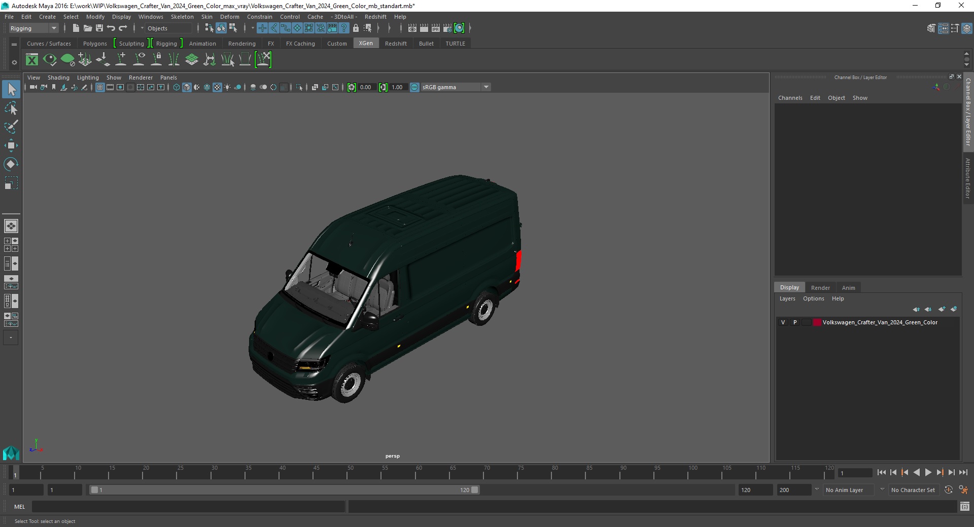 Volkswagen Crafter Van 2024 Green Color 3D model