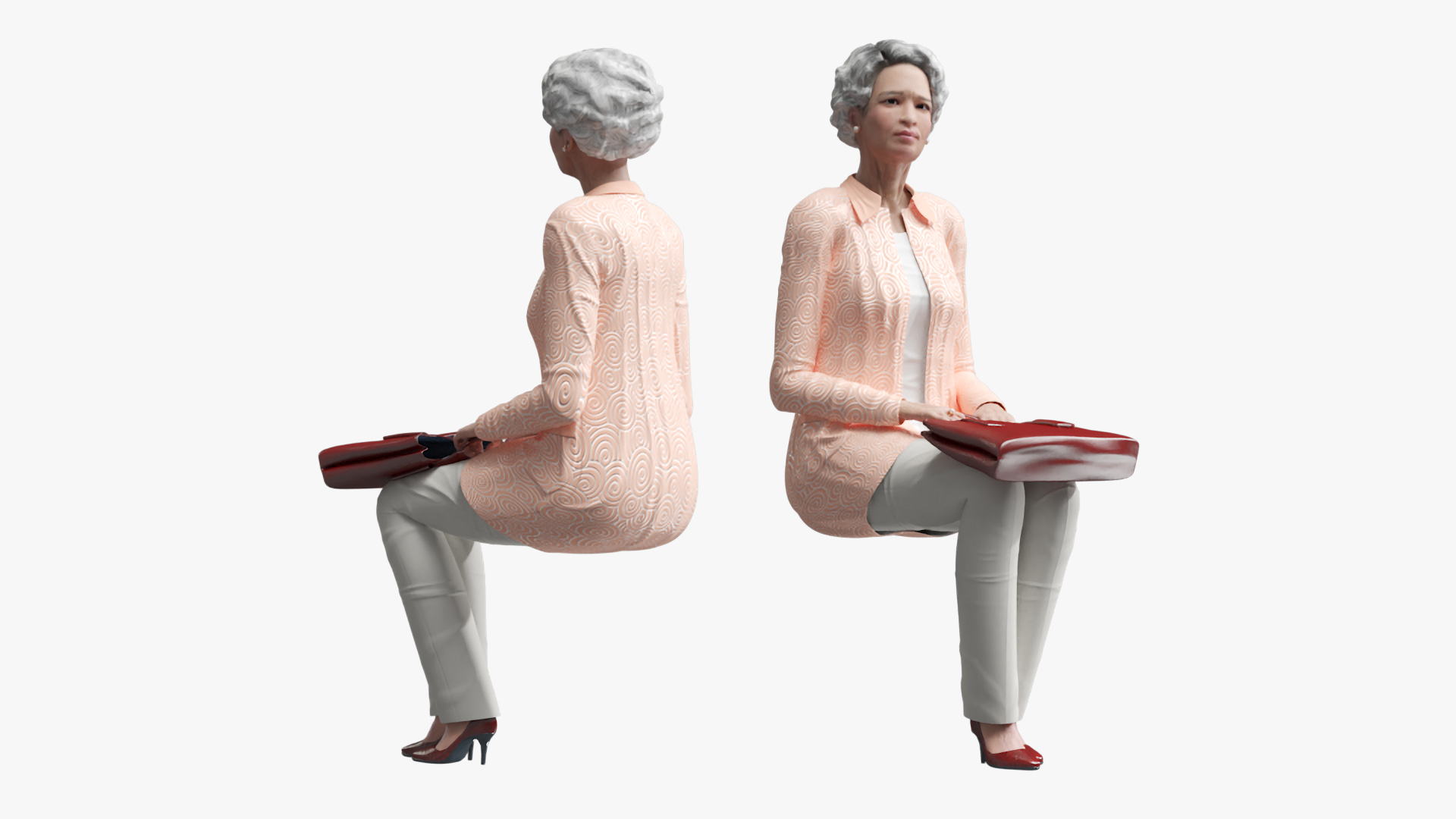 3D Electric Mobility Chair and Old Lady