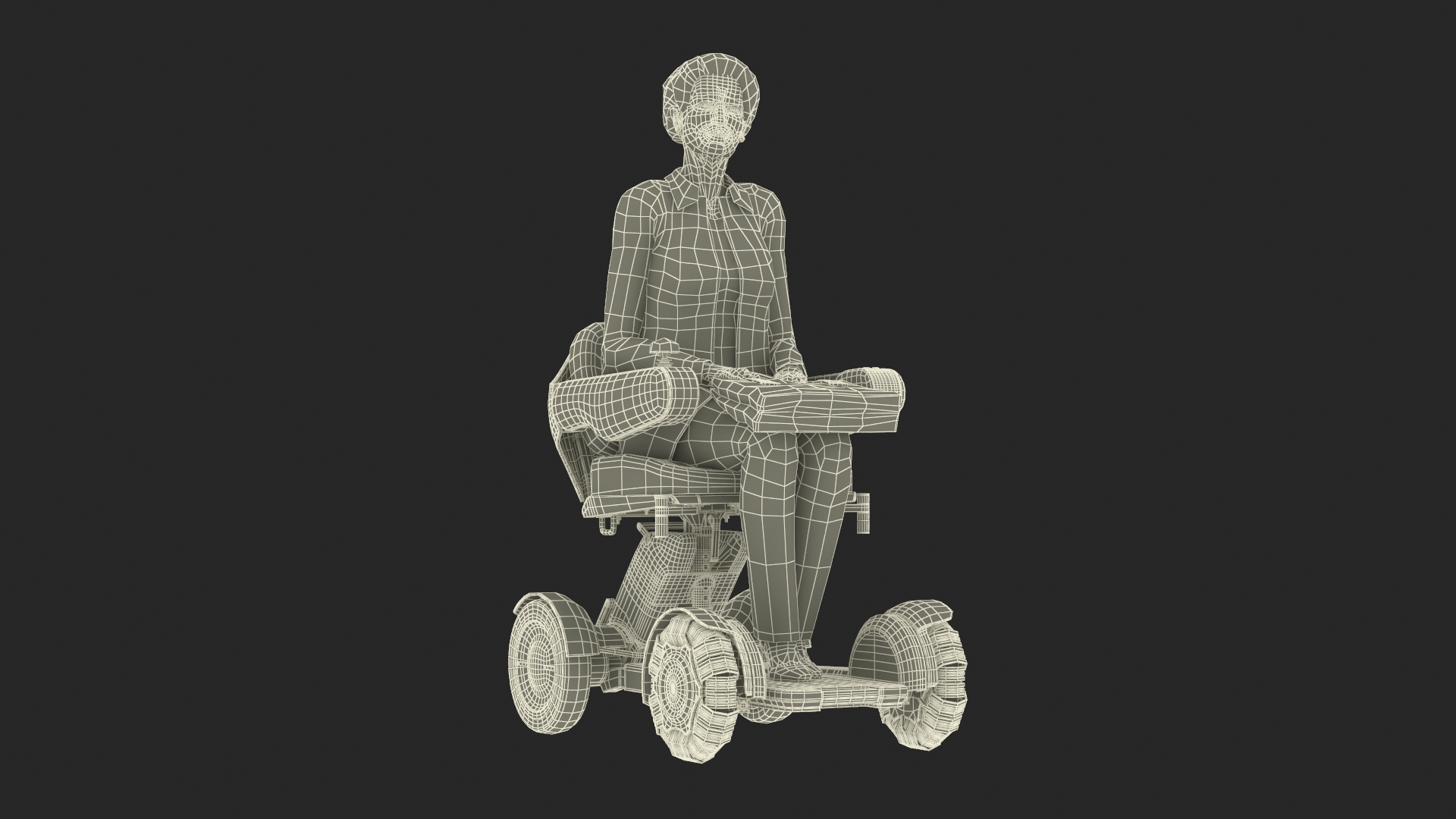 3D Electric Mobility Chair and Old Lady