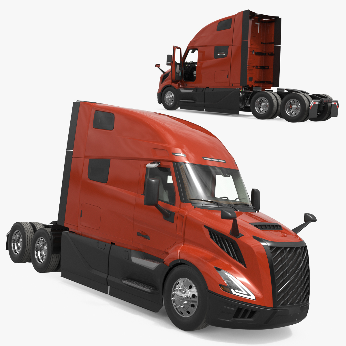 Aerodynamic Sleeper Cab Tractor Unit Rigged