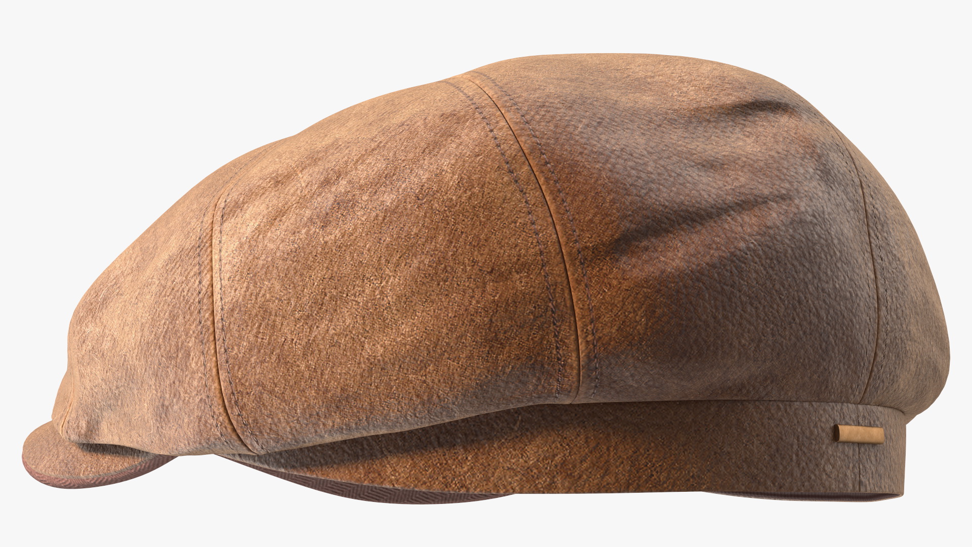 Leather Flat Cap Brown 3D