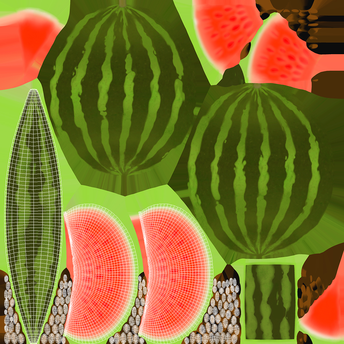Cartoon Watermelon Slice 3D model