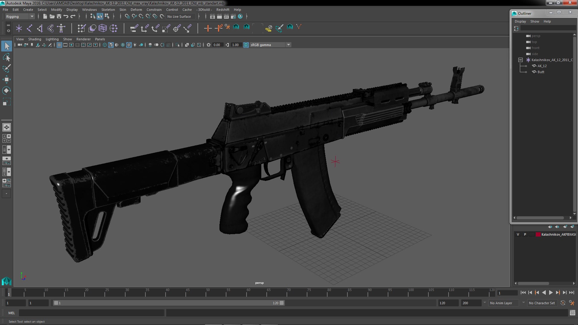 3D Kalashnikov AK-12 2011 Old